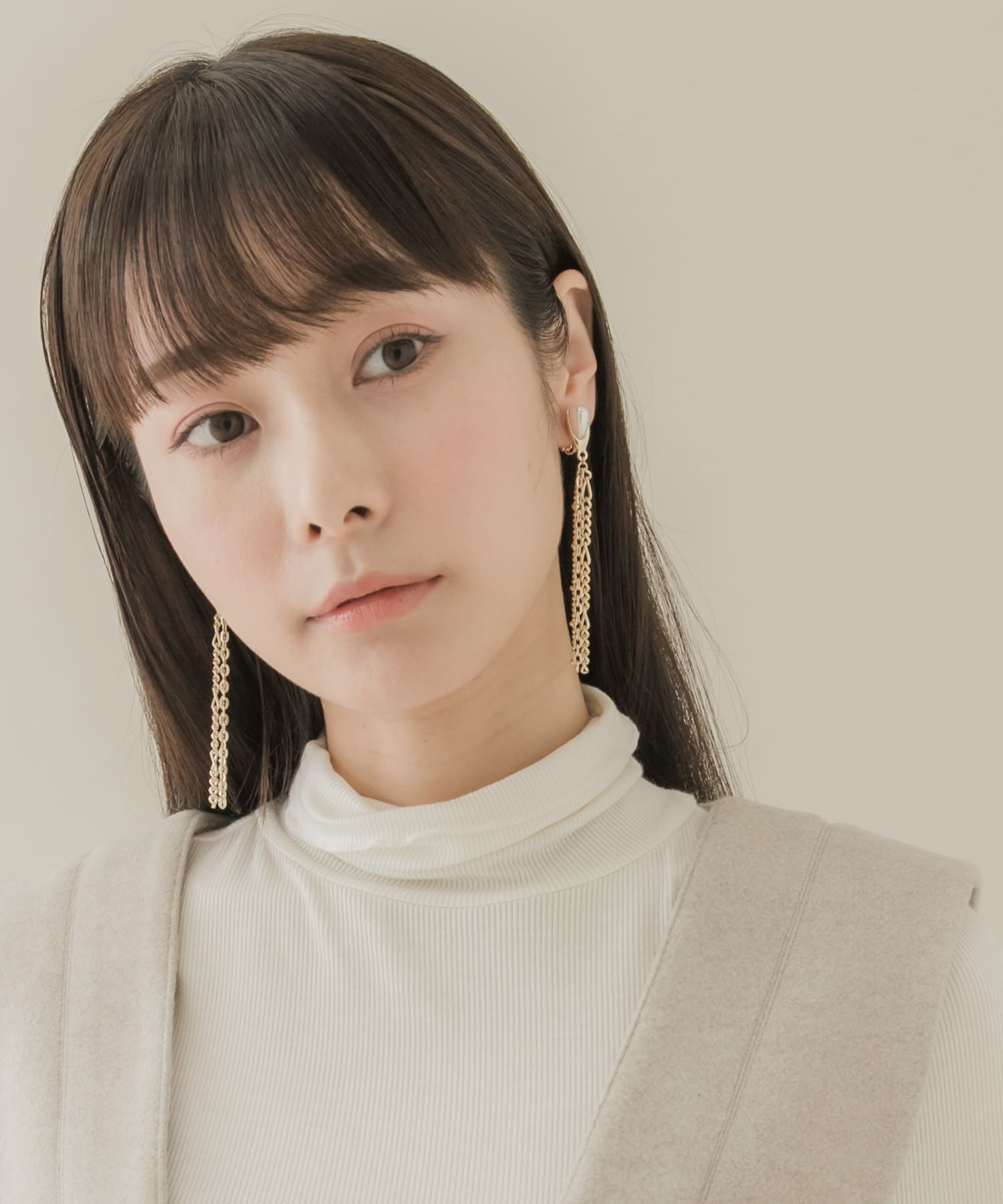 パールコンビチェーンイヤリング GD/IV -