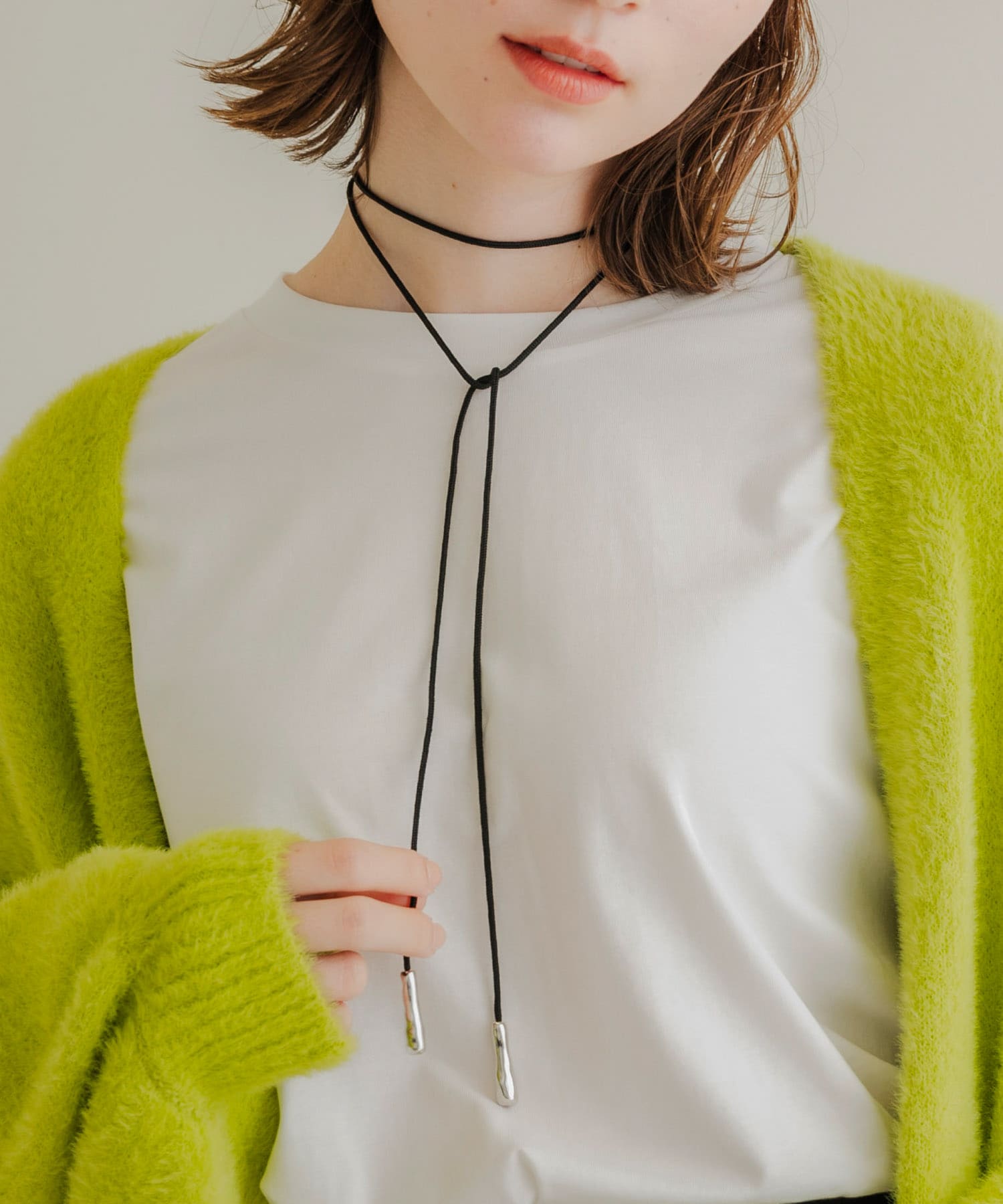 メタルエンドロングコードチョーカー SL/BK -