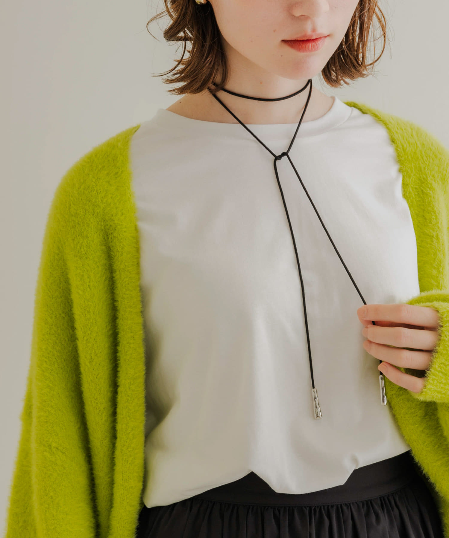 メタルエンドロングコードチョーカー SL/BK -