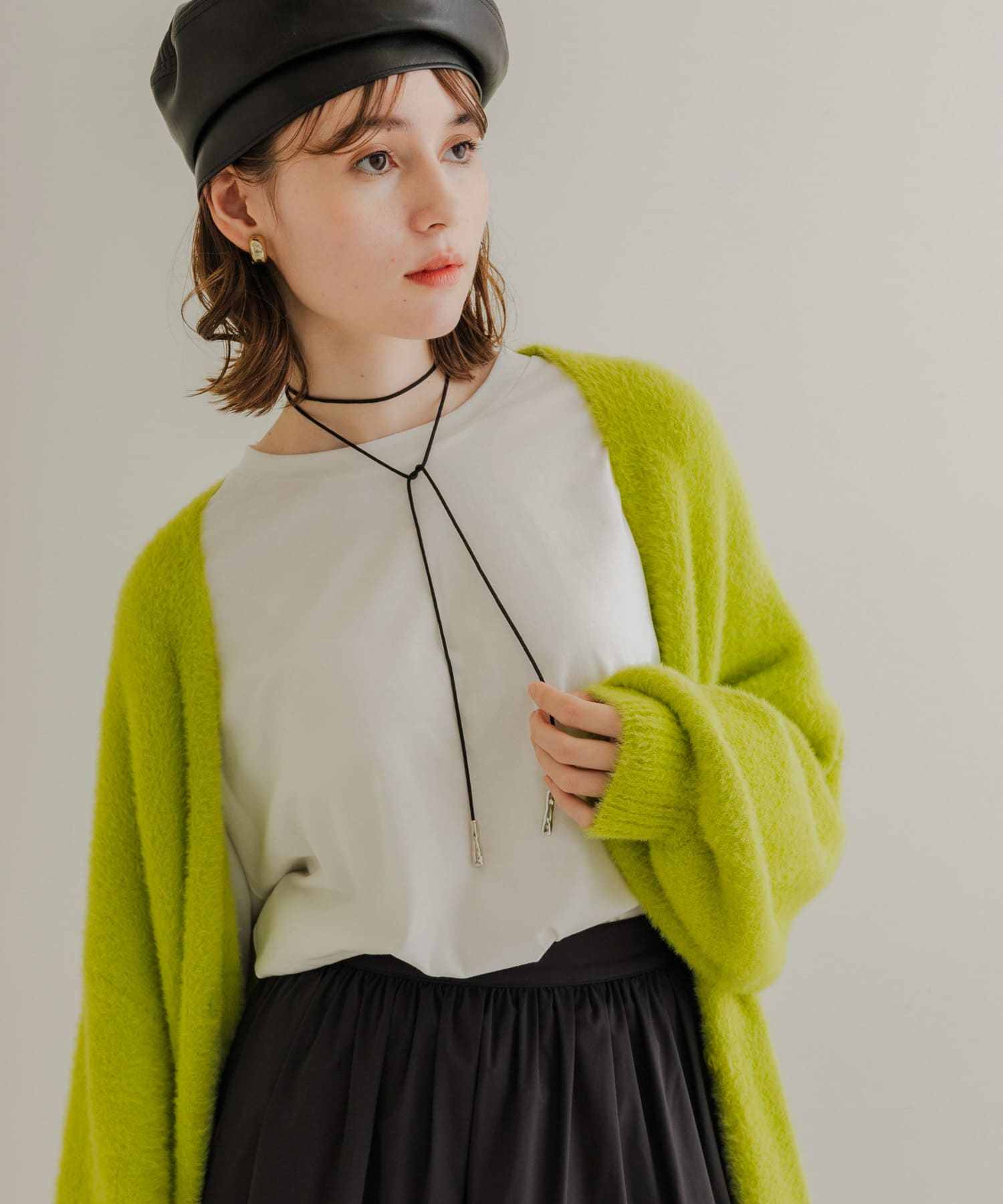 メタルエンドロングコードチョーカー SL/BK -