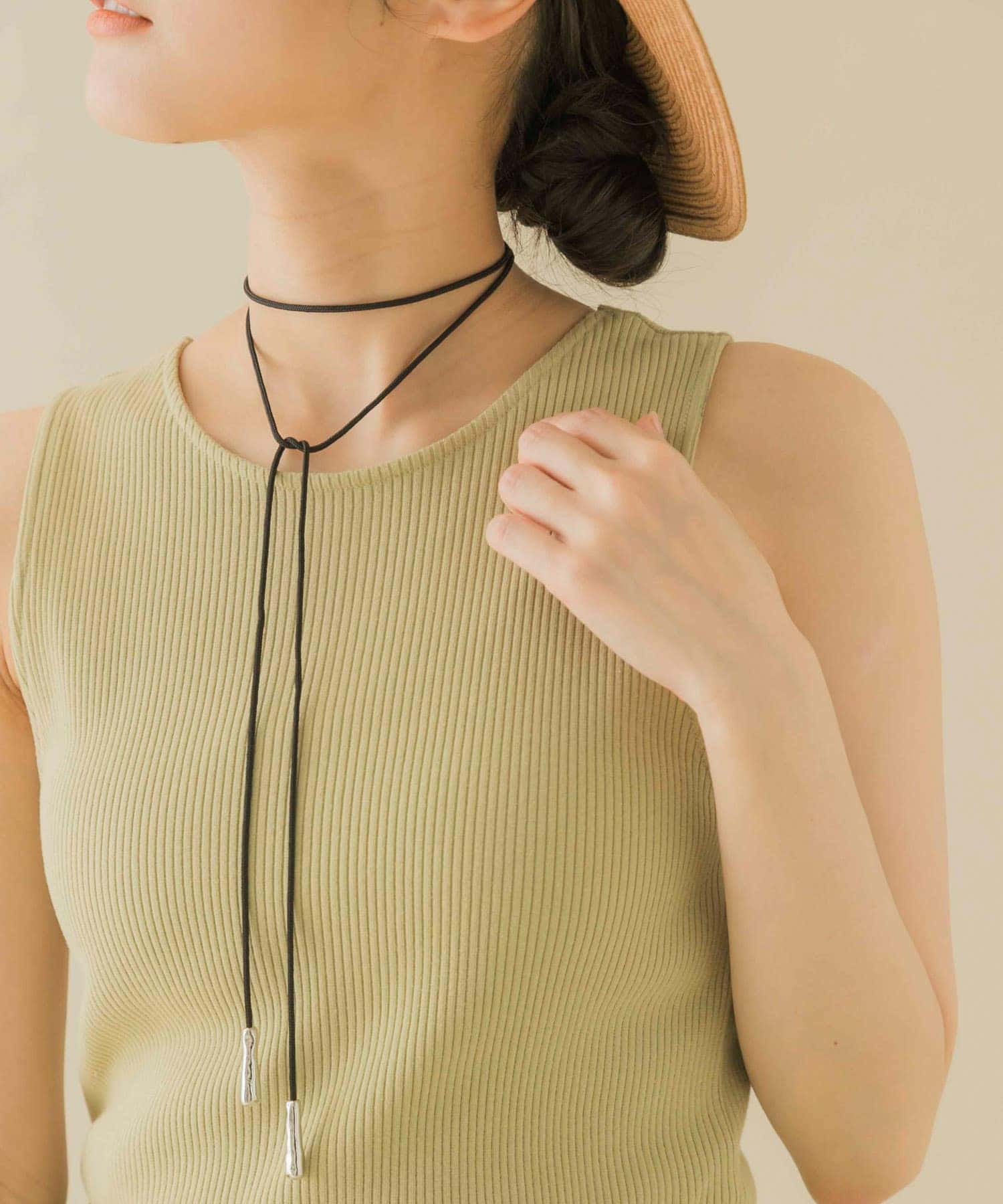 メタルエンドロングコードチョーカー SL/BK -