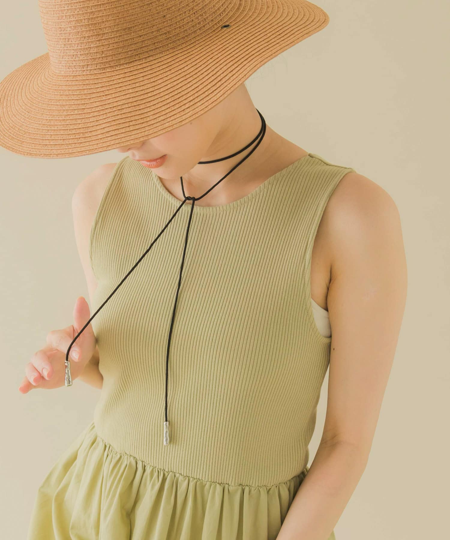 メタルエンドロングコードチョーカー SL/BK -