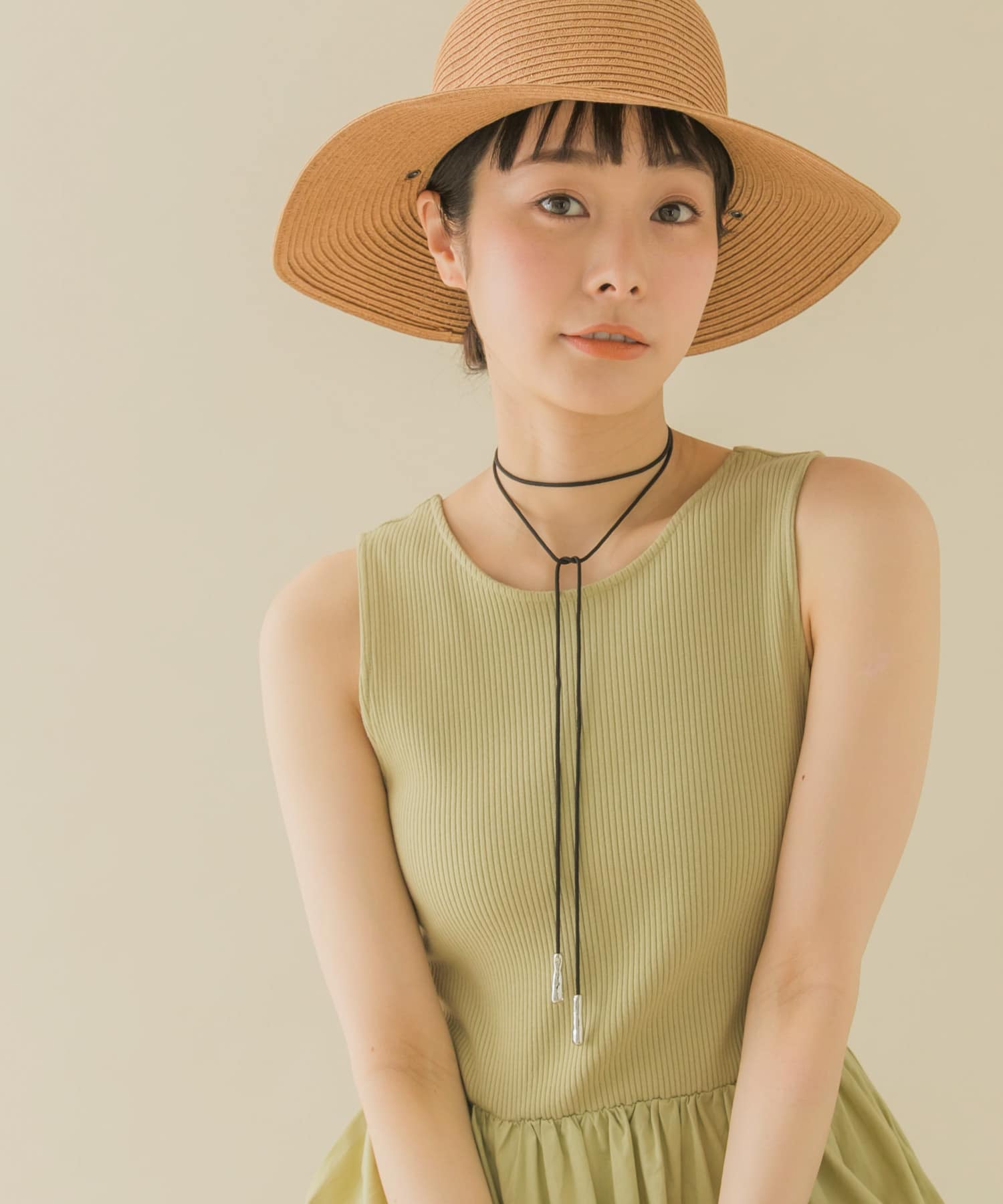 メタルエンドロングコードチョーカー SL/BK -