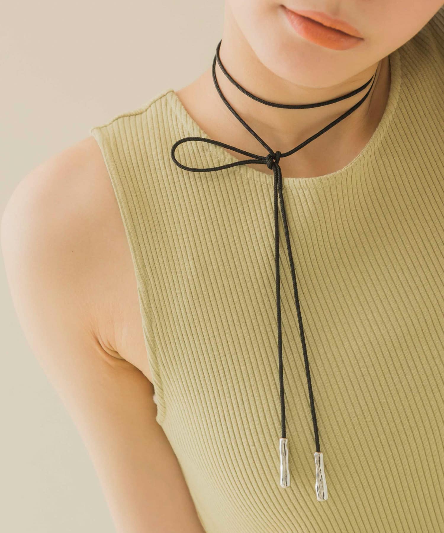 メタルエンドロングコードチョーカー SL/BK -