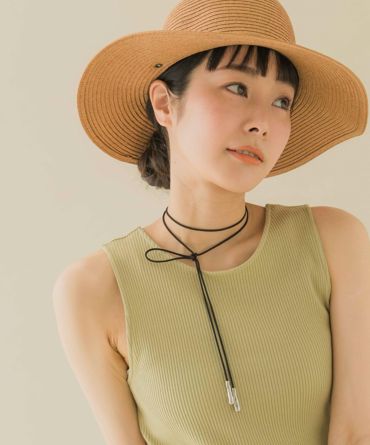 メタルエンドロングコードチョーカー SL/BK -