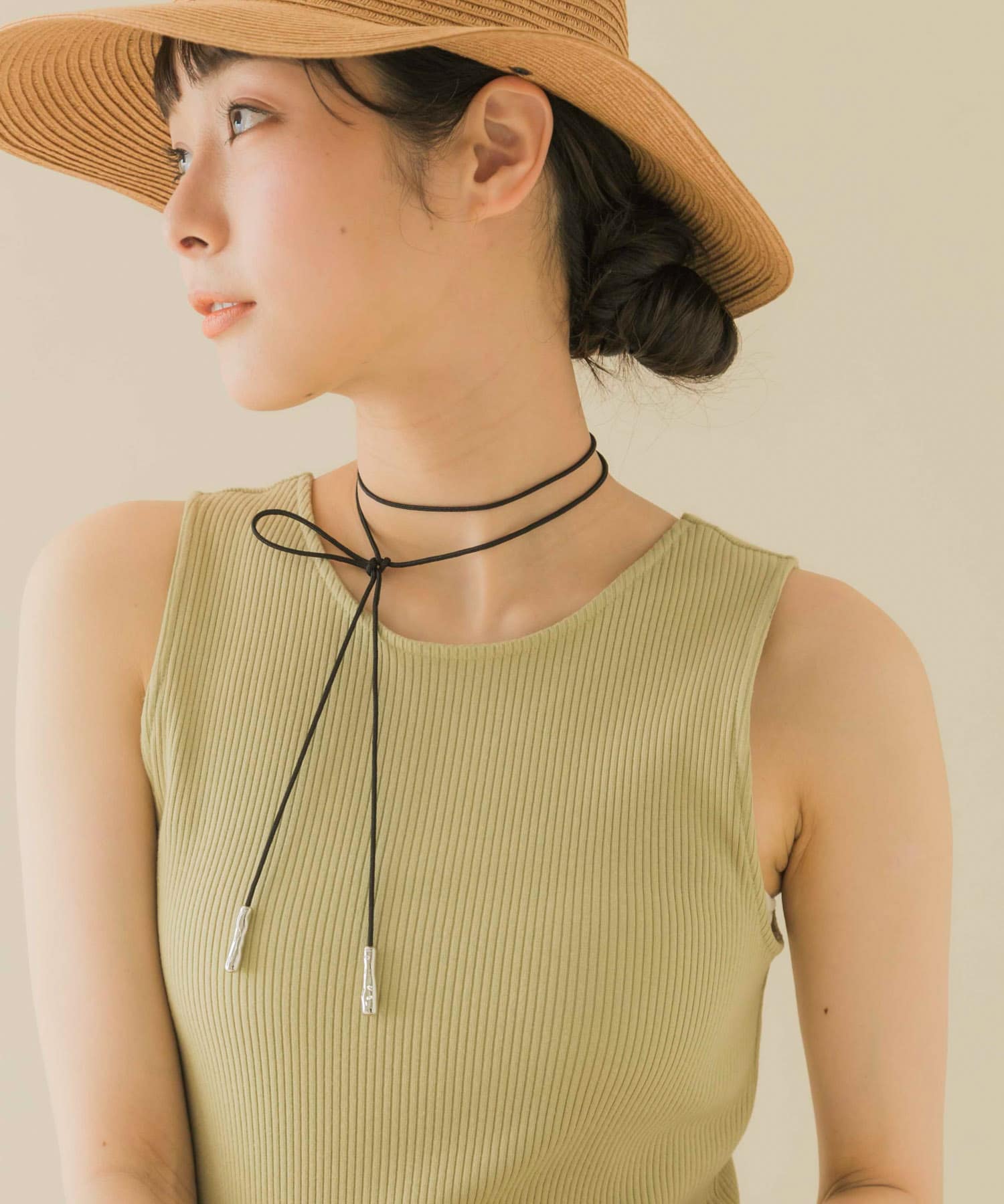 メタルエンドロングコードチョーカー SL/BK -