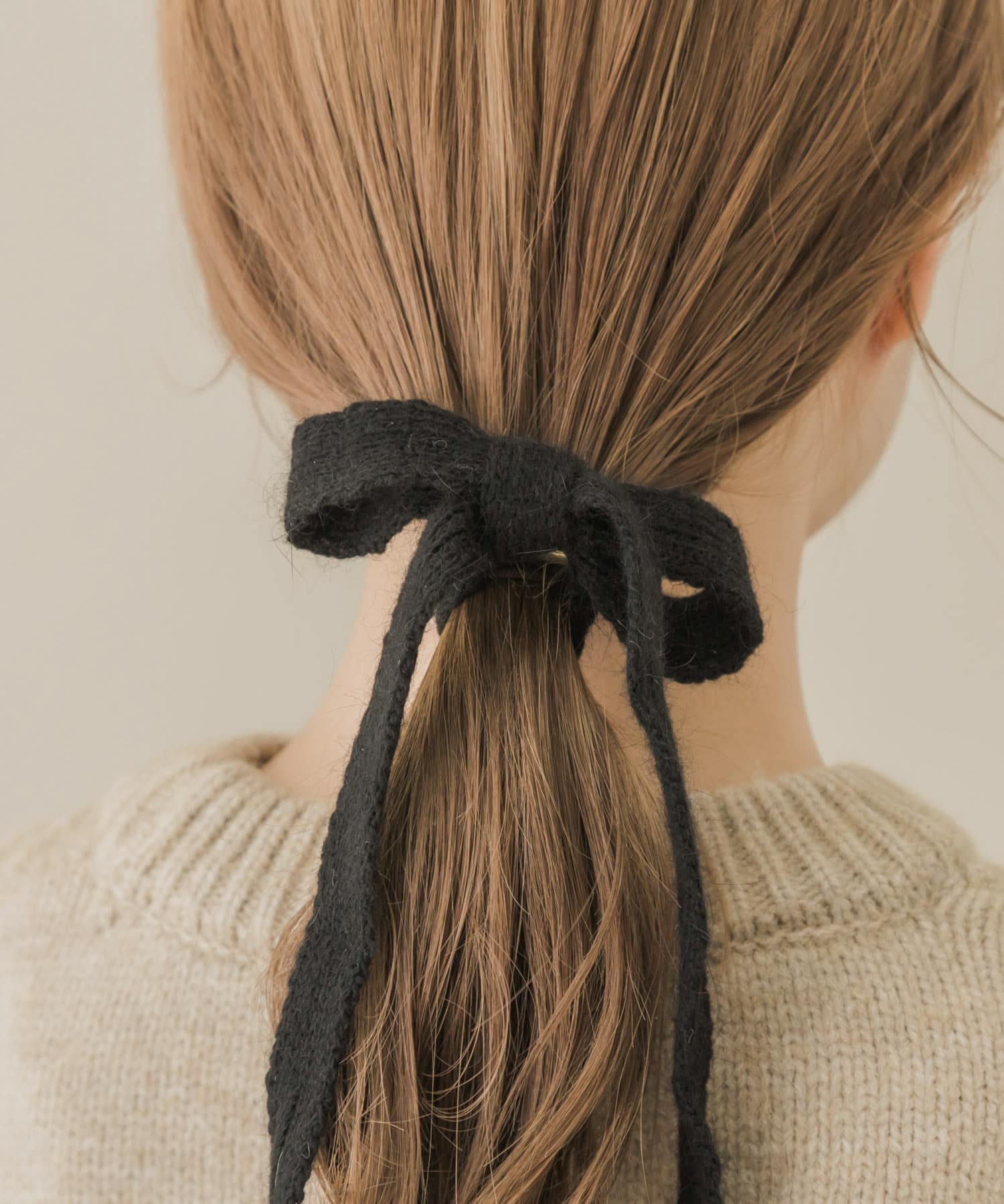 ニットリボンヘアカフセット BLK -