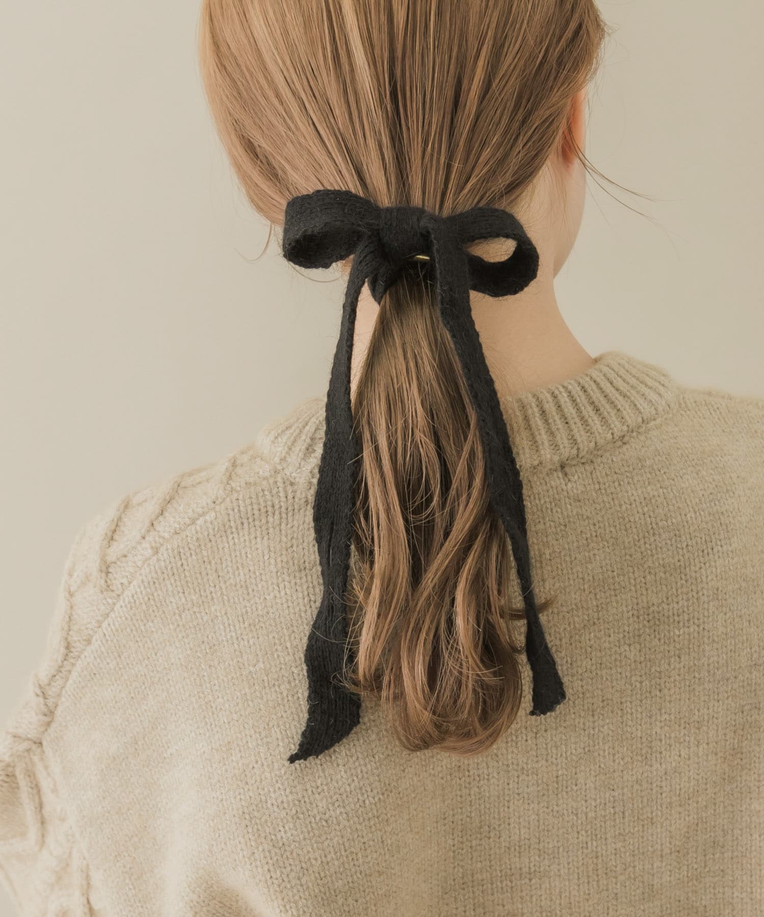 ニットリボンヘアカフセット BLK -