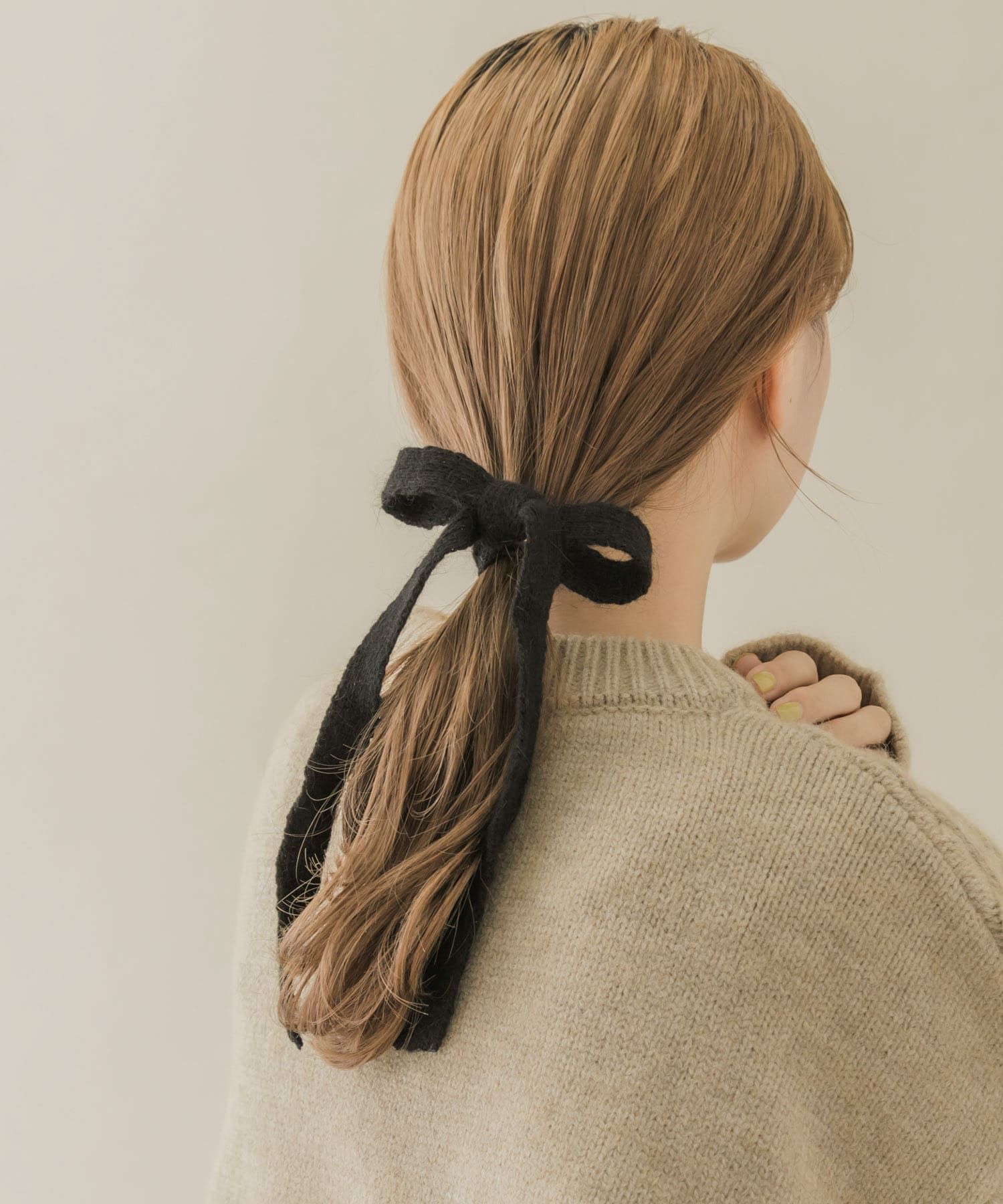ニットリボンヘアカフセット BLK -