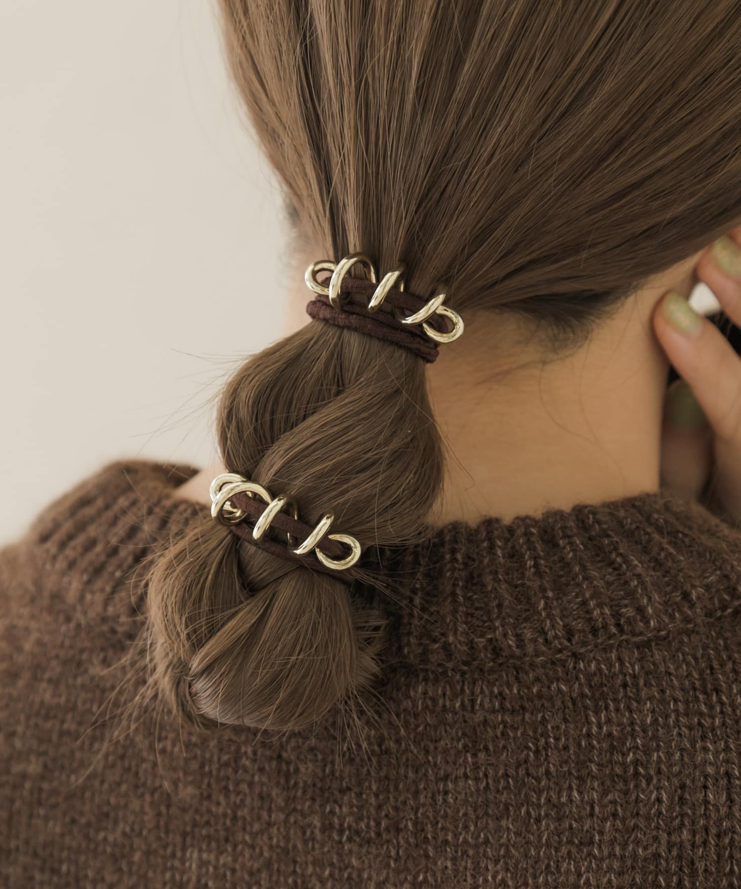 スパイラルメタル2セットヘアポニー GLD -