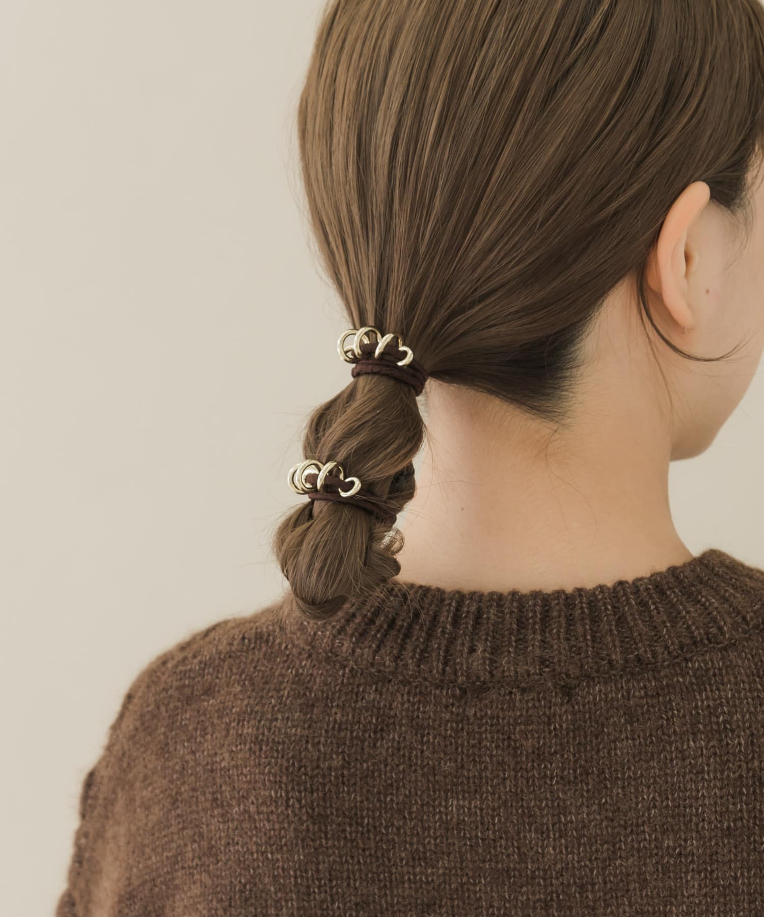 スパイラルメタル2セットヘアポニー GLD -