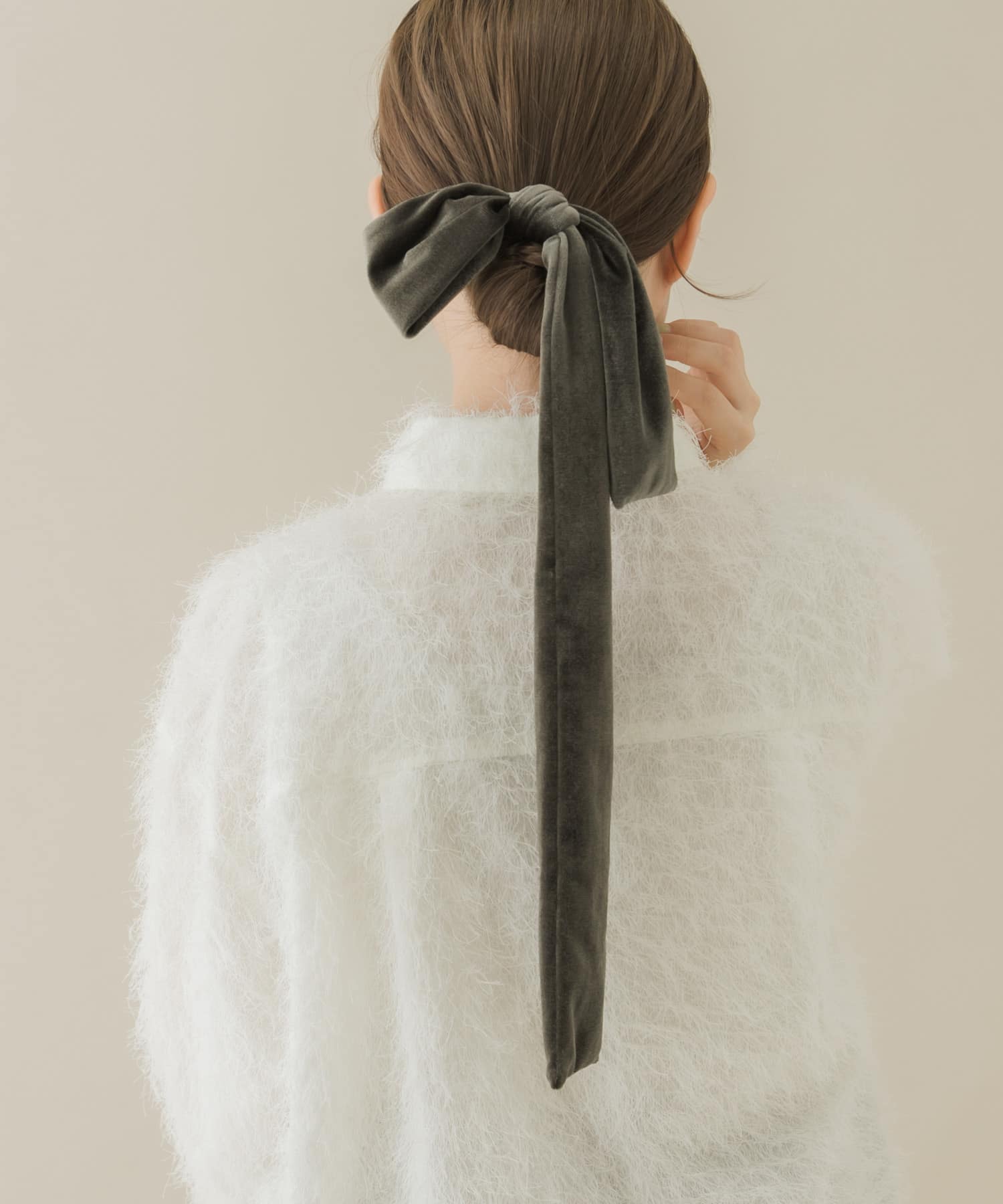 『WEB/一部店舗限定』ベロアビッグリボンヘアカフセット KHK -