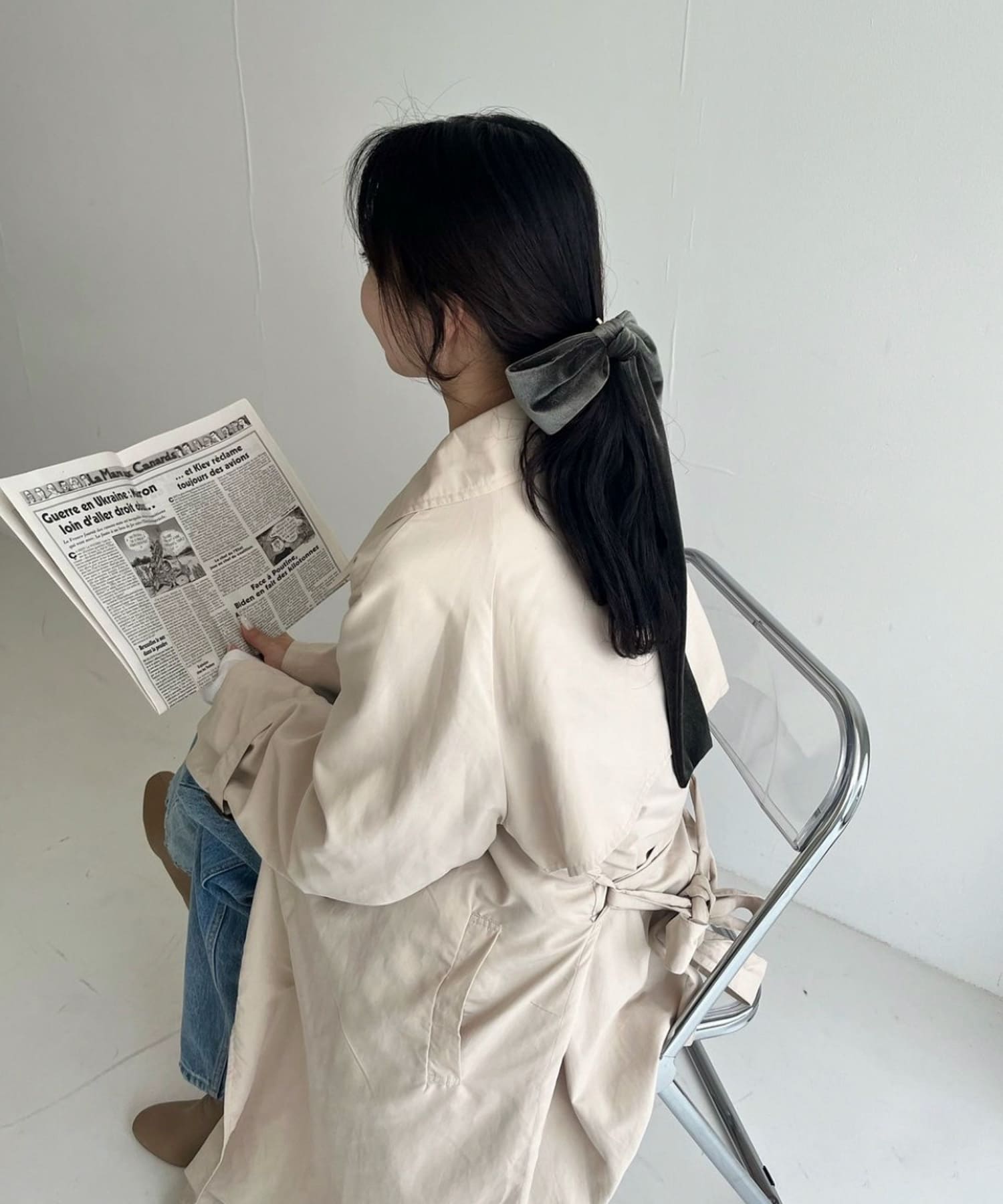 『WEB/一部店舗限定』ベロアビッグリボンヘアカフセット KHK -