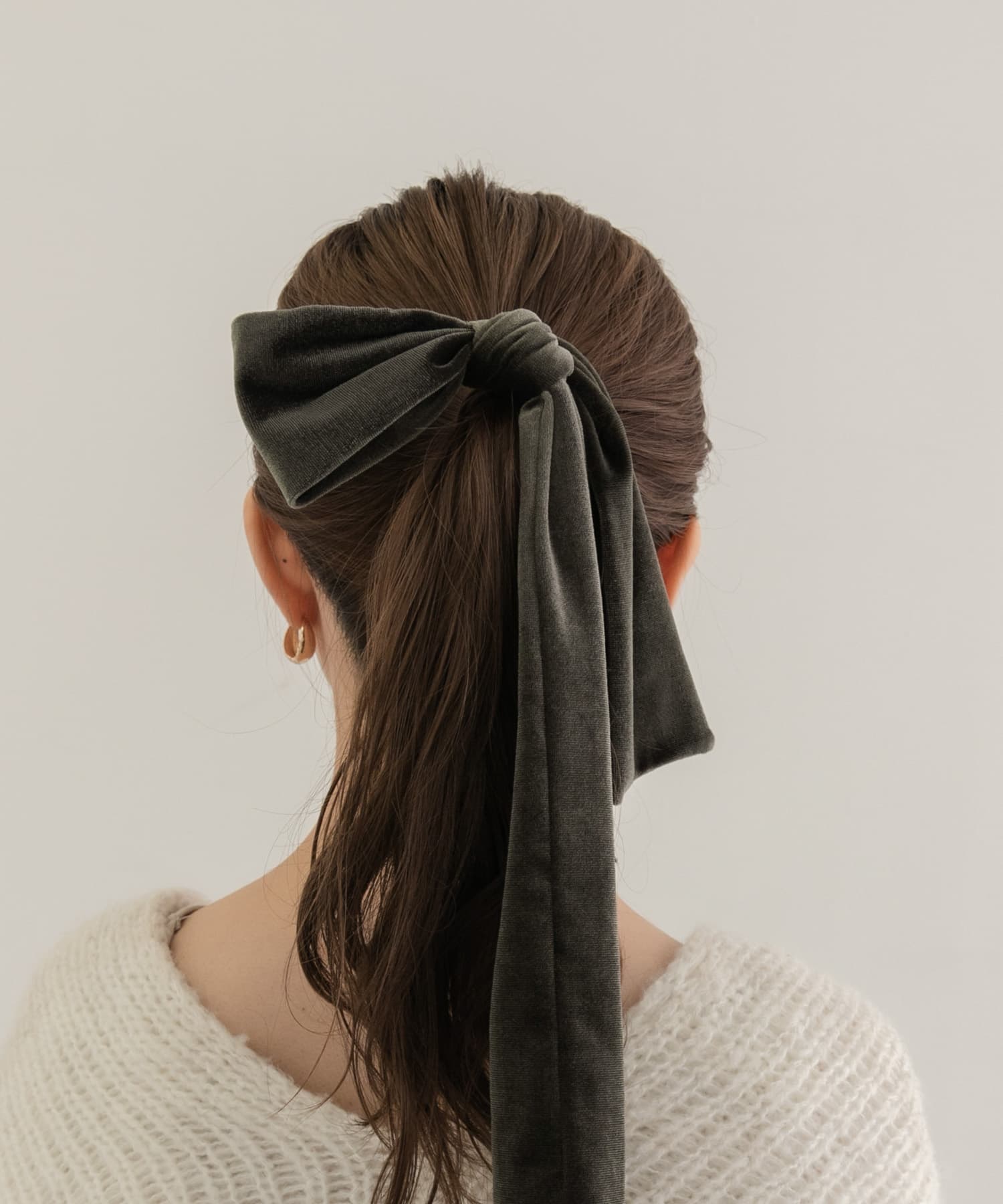 『WEB/一部店舗限定』ベロアビッグリボンヘアカフセット KHK -
