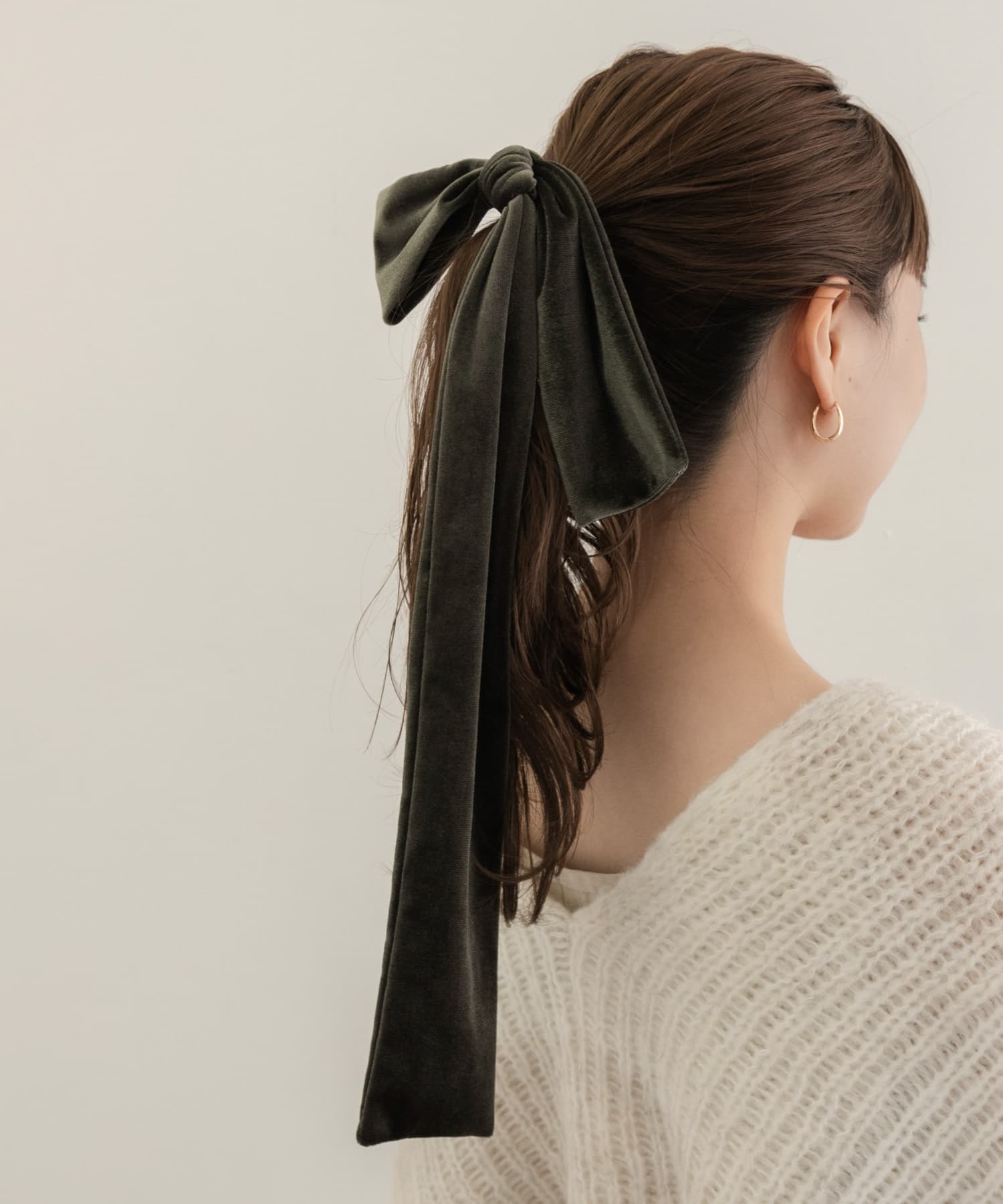 『WEB/一部店舗限定』ベロアビッグリボンヘアカフセット KHK -