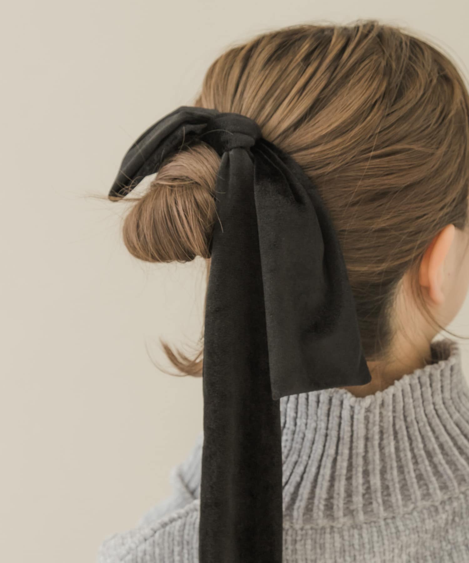 『WEB/一部店舗限定』ベロアビッグリボンヘアカフセット BLK -