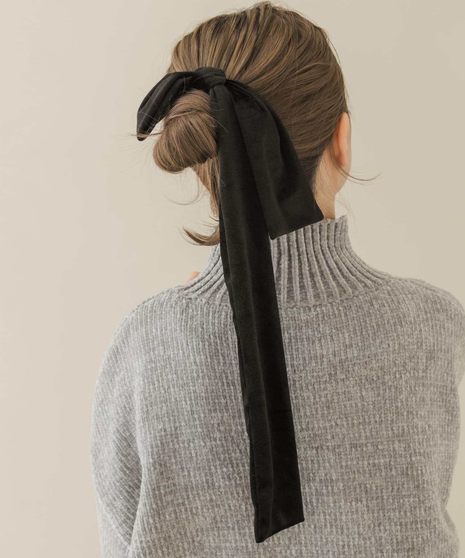 『WEB/一部店舗限定』ベロアビッグリボンヘアカフセット BLK -