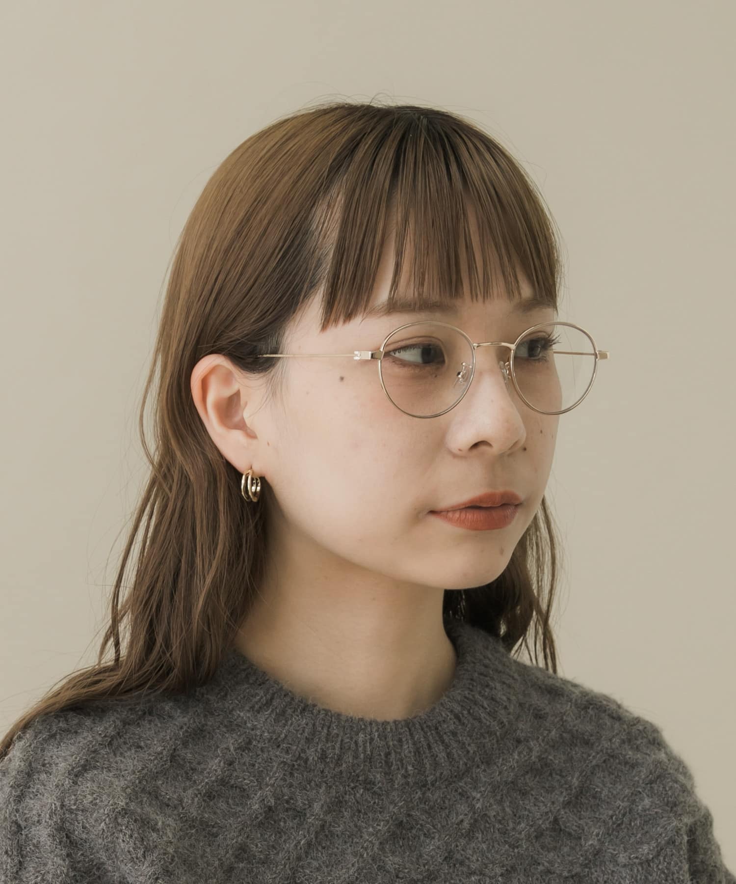 オーバルフレームダテメガネ GLD -