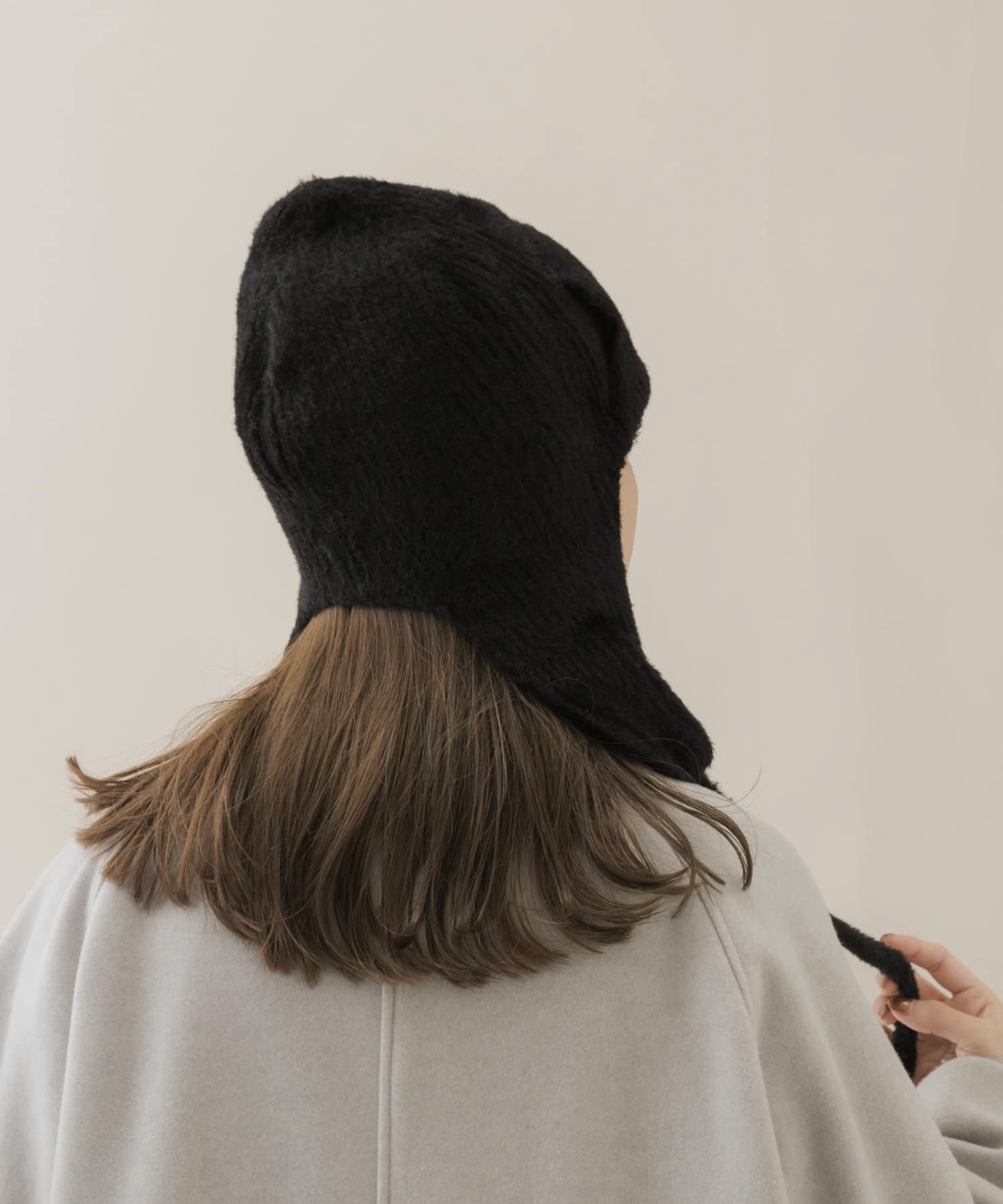 シャギーニットフライトキャップ BLK -