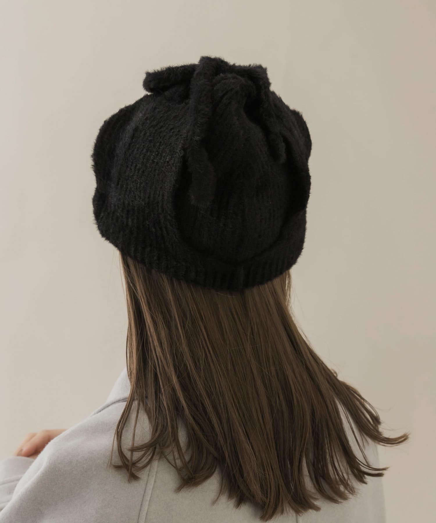 シャギーニットフライトキャップ BLK -