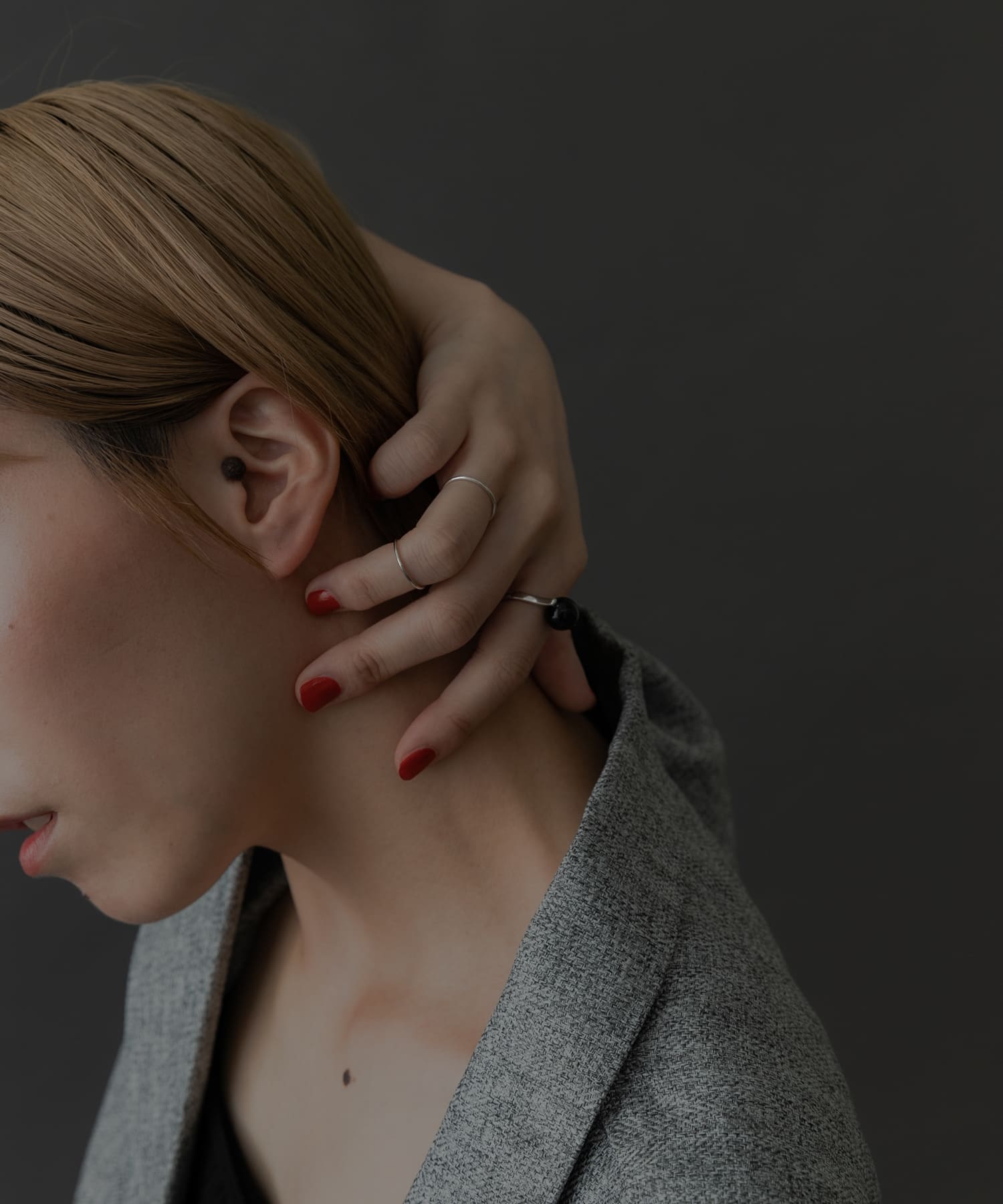 SMELLY so’　onyx sphere ring SL/BK 11