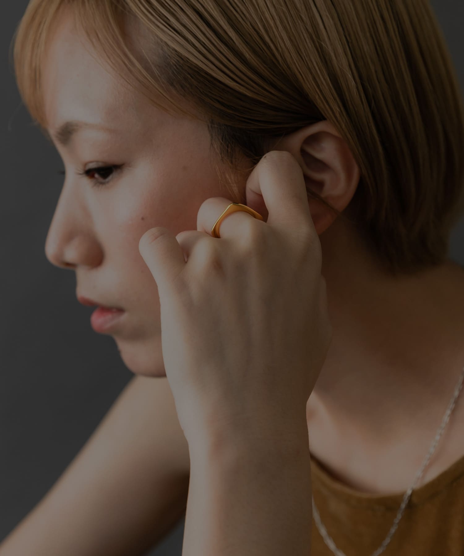 SMELLY so’　square thin ring GLD 11