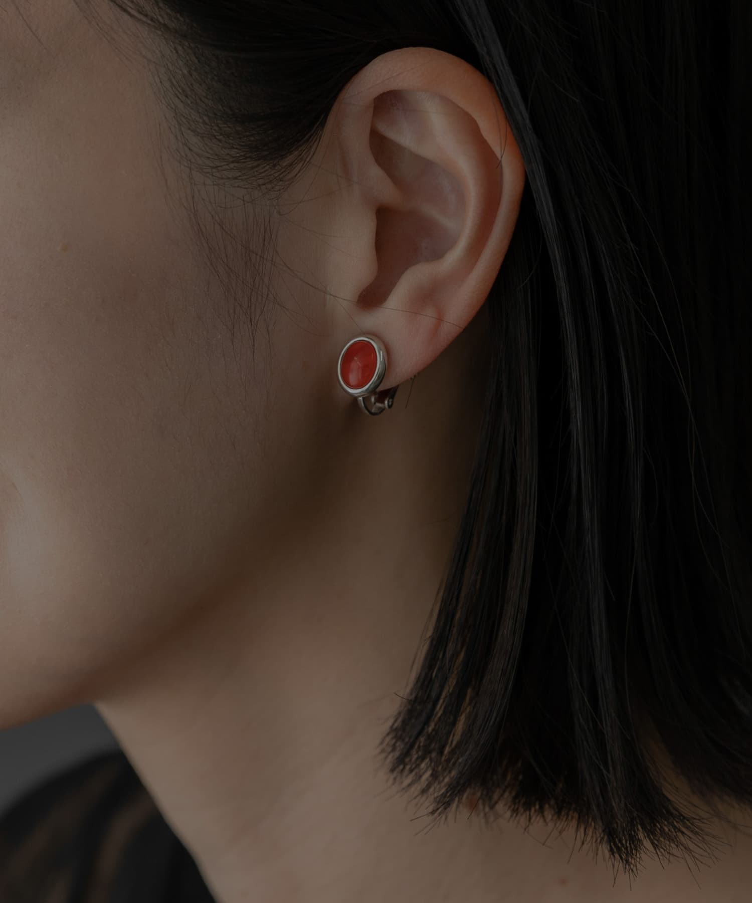 SMELLY so’　carnelian oval earring SL/RE -