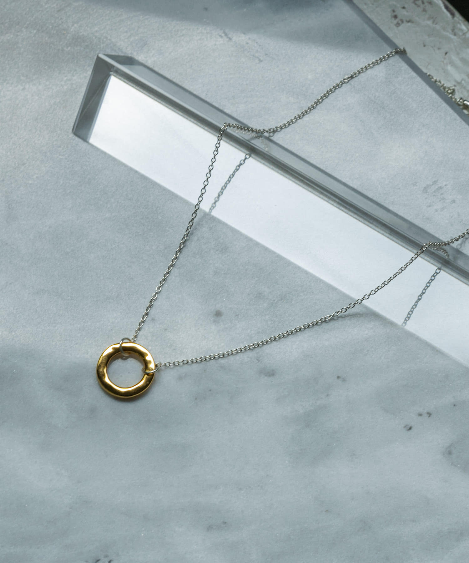 SMELLY so’　plate ring necklace SL/GD -