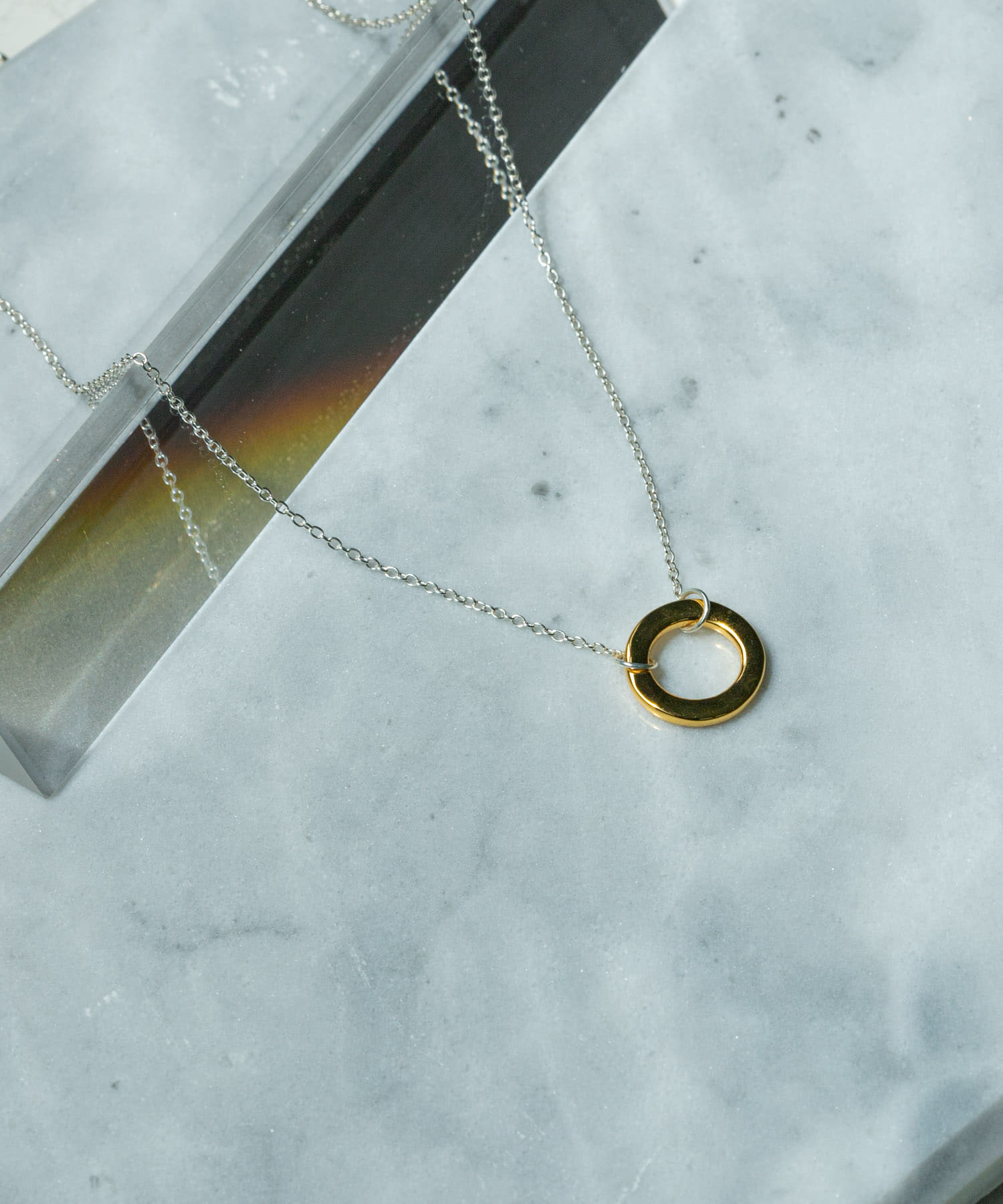 SMELLY so’　plate ring necklace SL/GD -