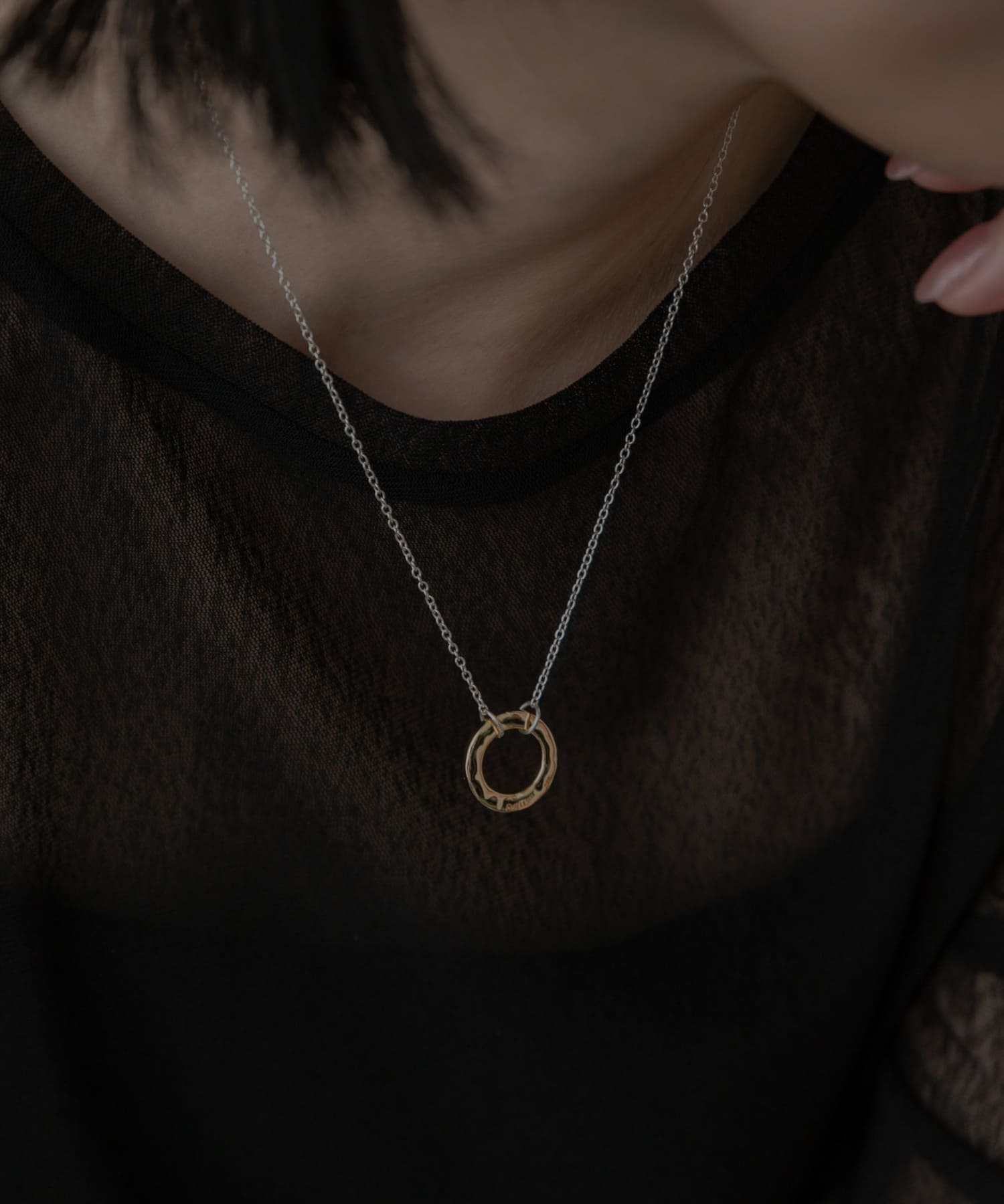 SMELLY so’　plate ring necklace SL/GD -