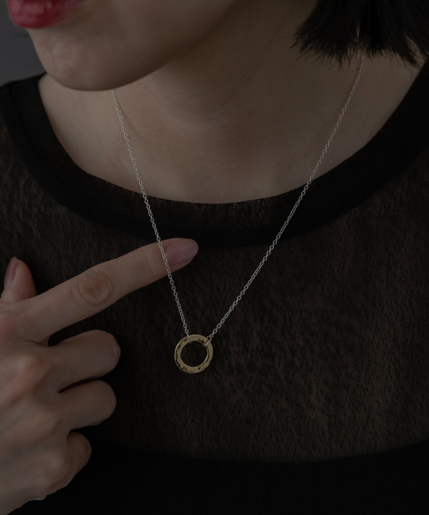 SMELLY so’　plate ring necklace SL/GD -