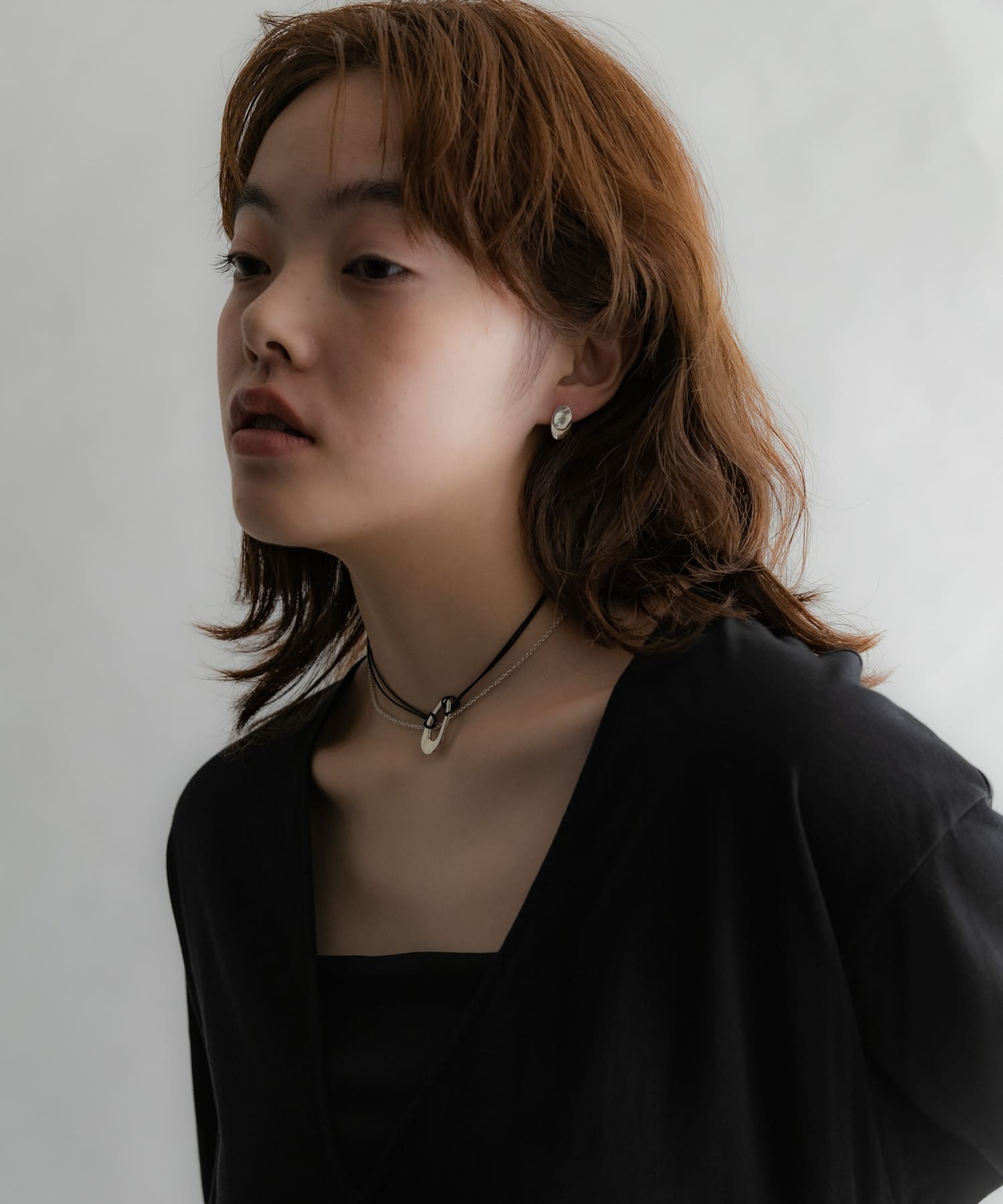 SMELLY so’　oval plate cord necklace SLV -