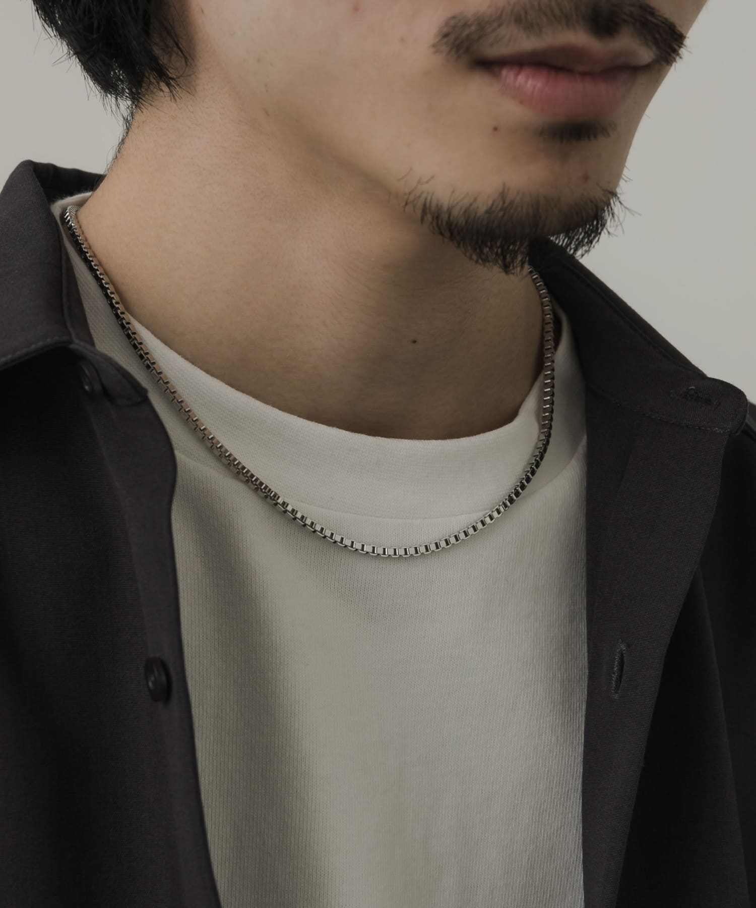 ボックスチェーンマンテルネックレス SLV -