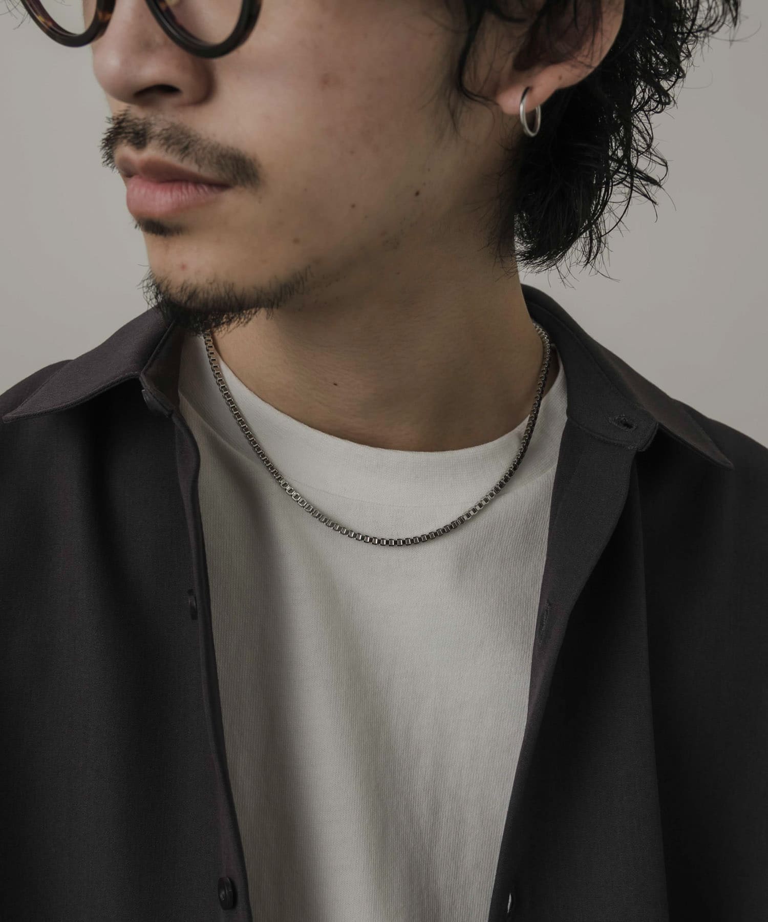 ボックスチェーンマンテルネックレス SLV -