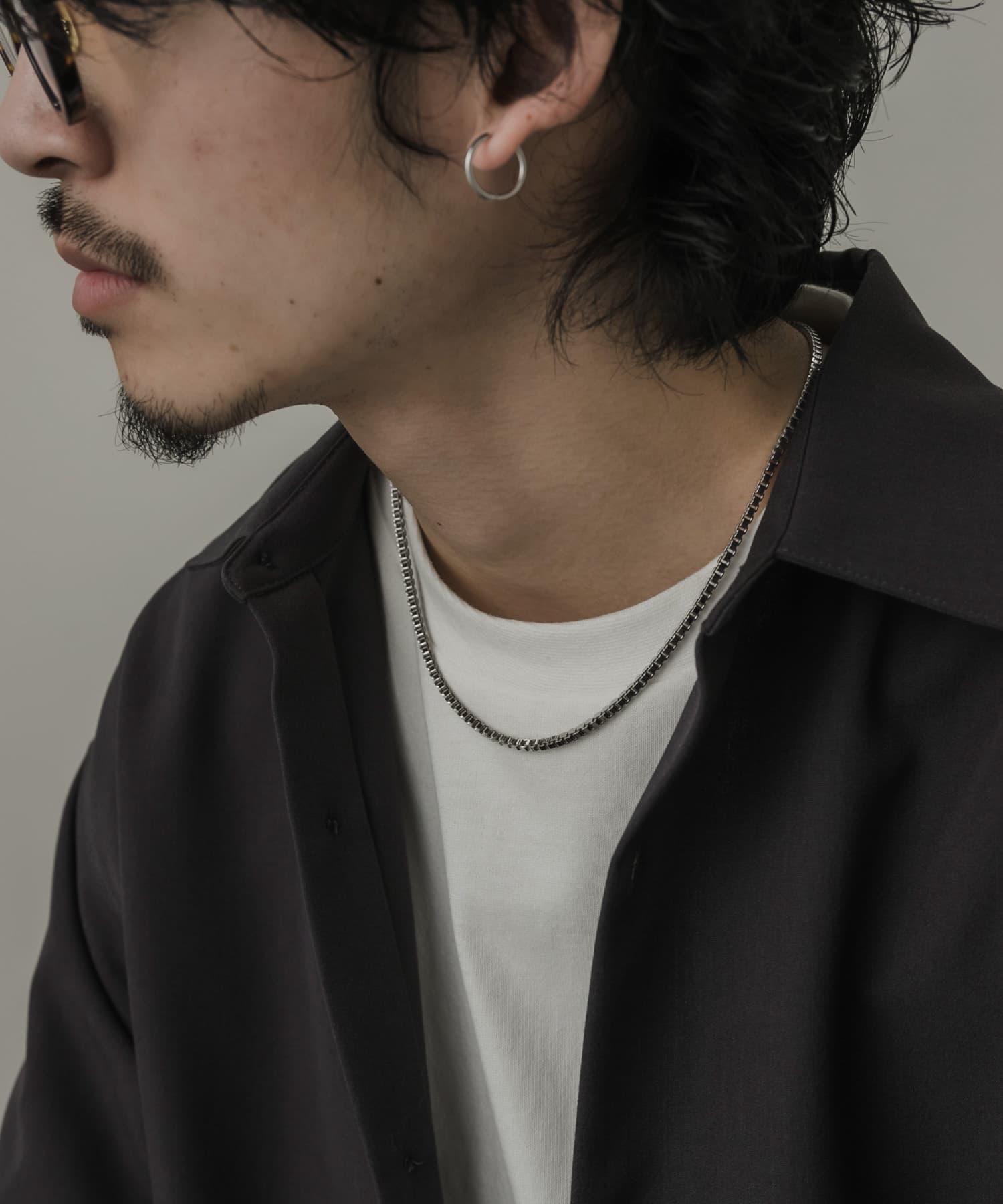 ボックスチェーンマンテルネックレス SLV -