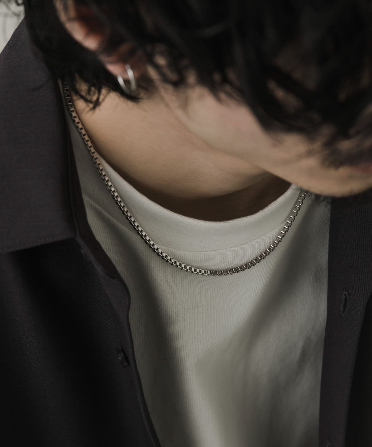 ボックスチェーンマンテルネックレス SLV -
