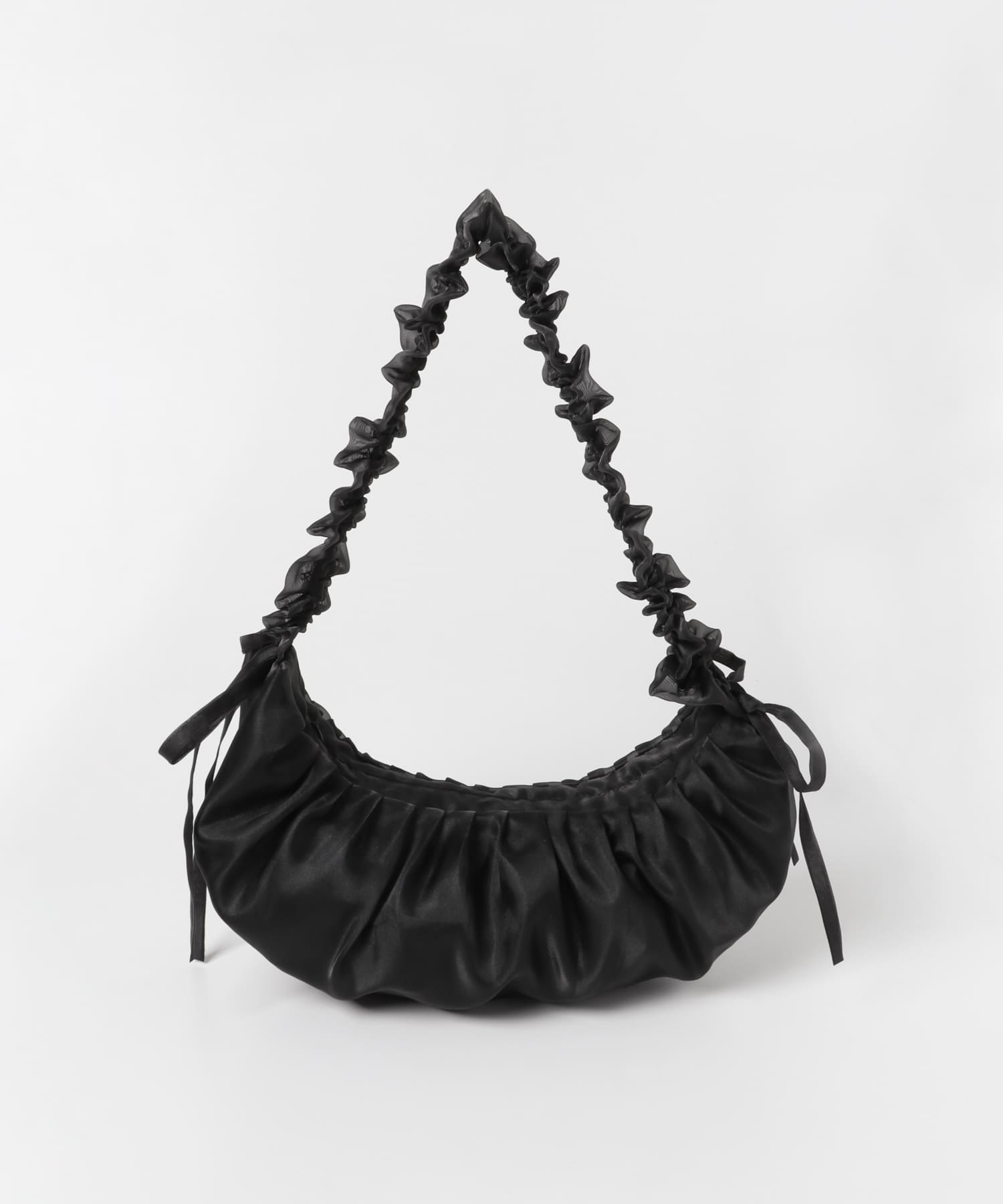 フリルギャザーリボンショルダーバッグ BLK -
