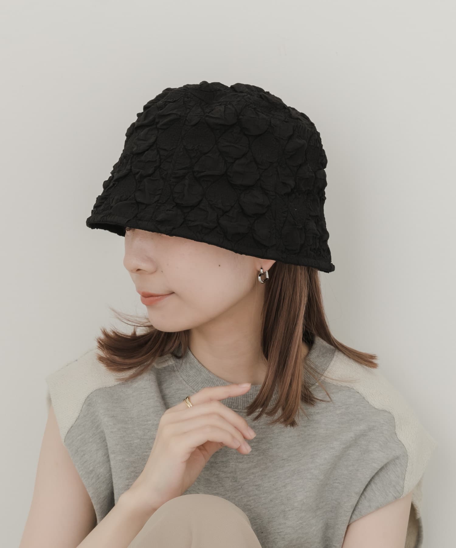 ポコポコデザインハット BLK -