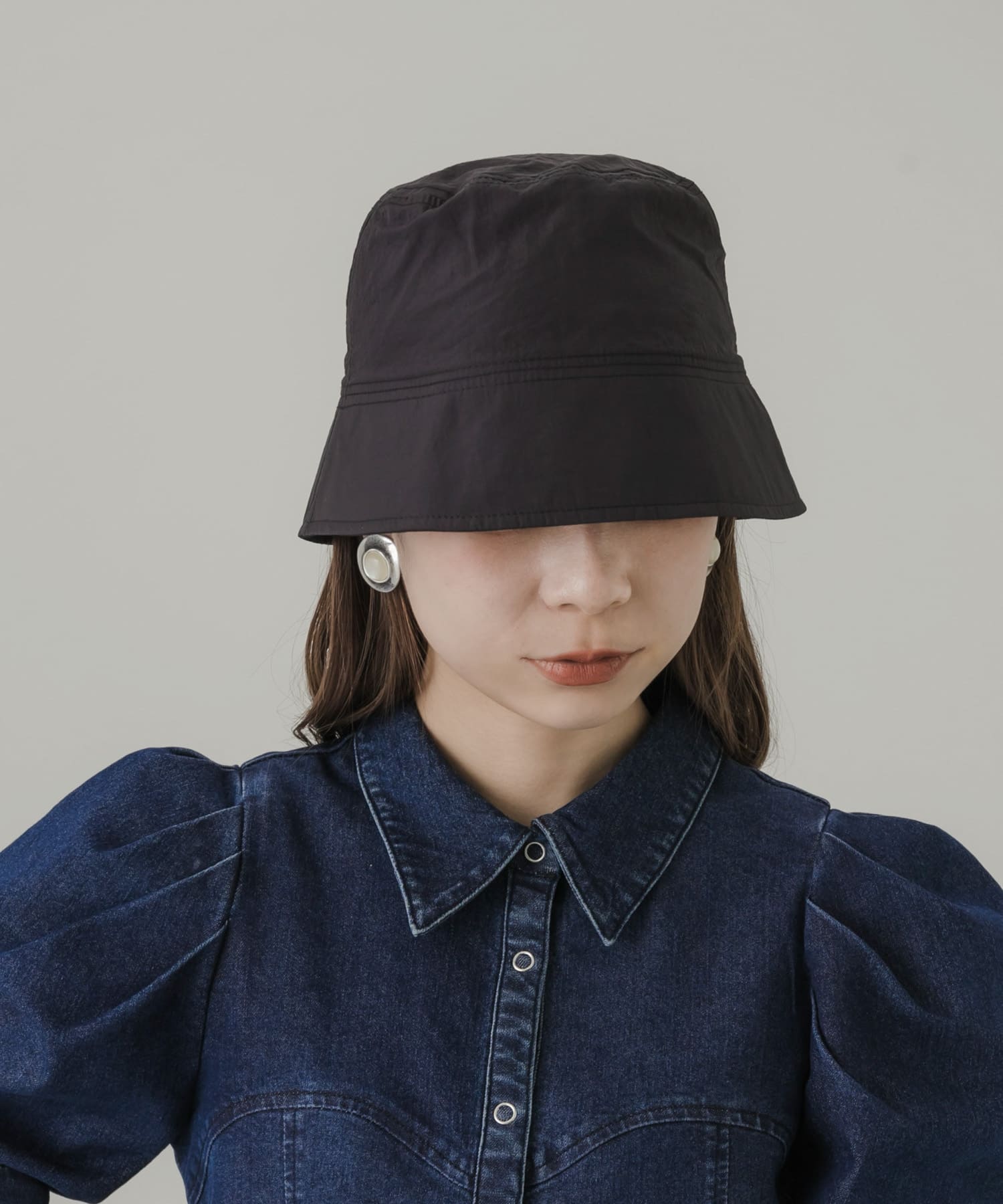 ナイロンバケットハット BLK -