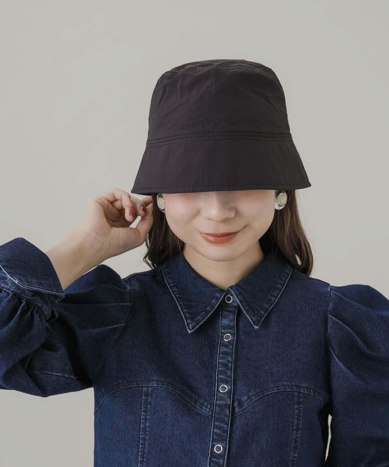 ナイロンバケットハット BLK -