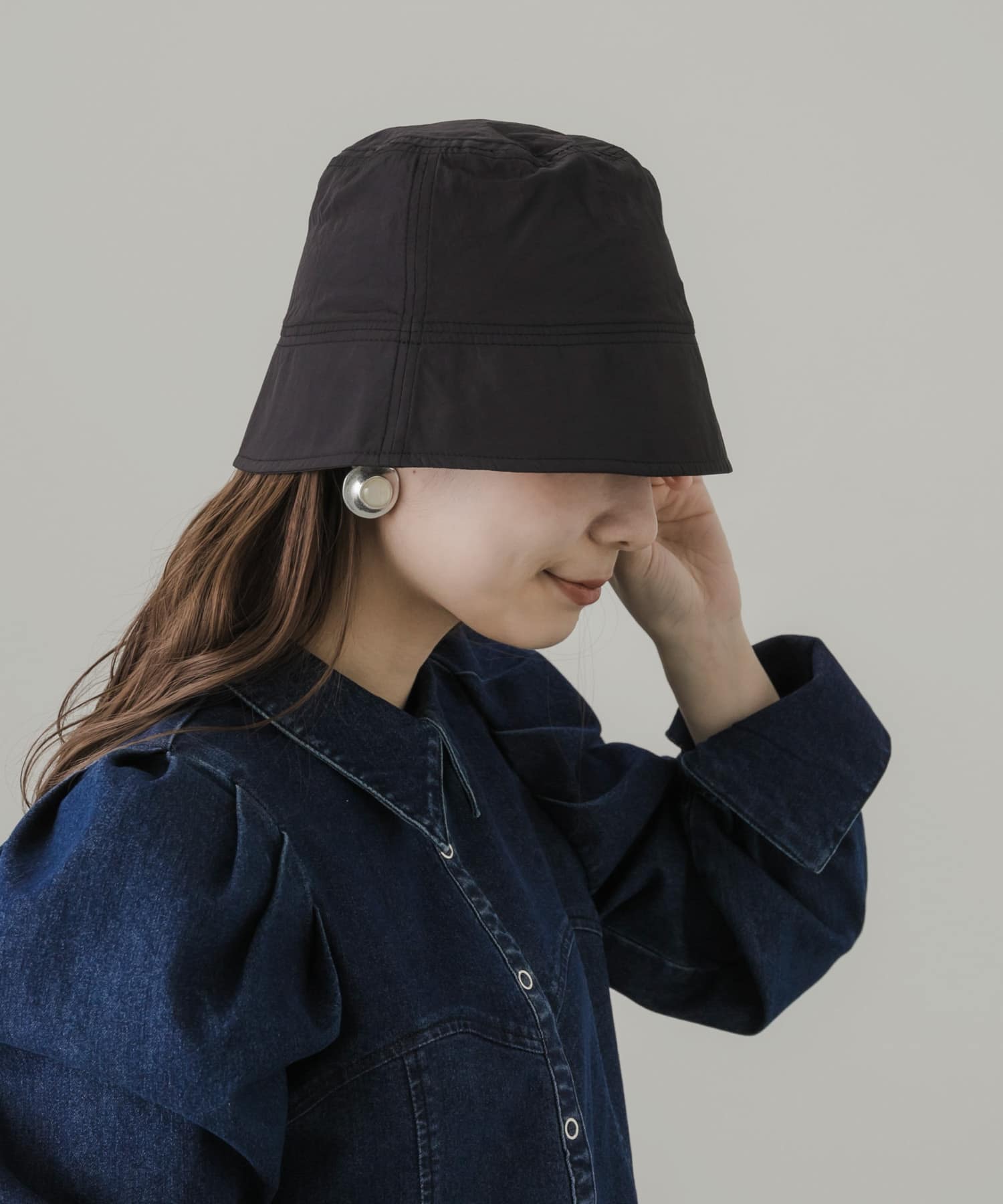 ナイロンバケットハット BLK -