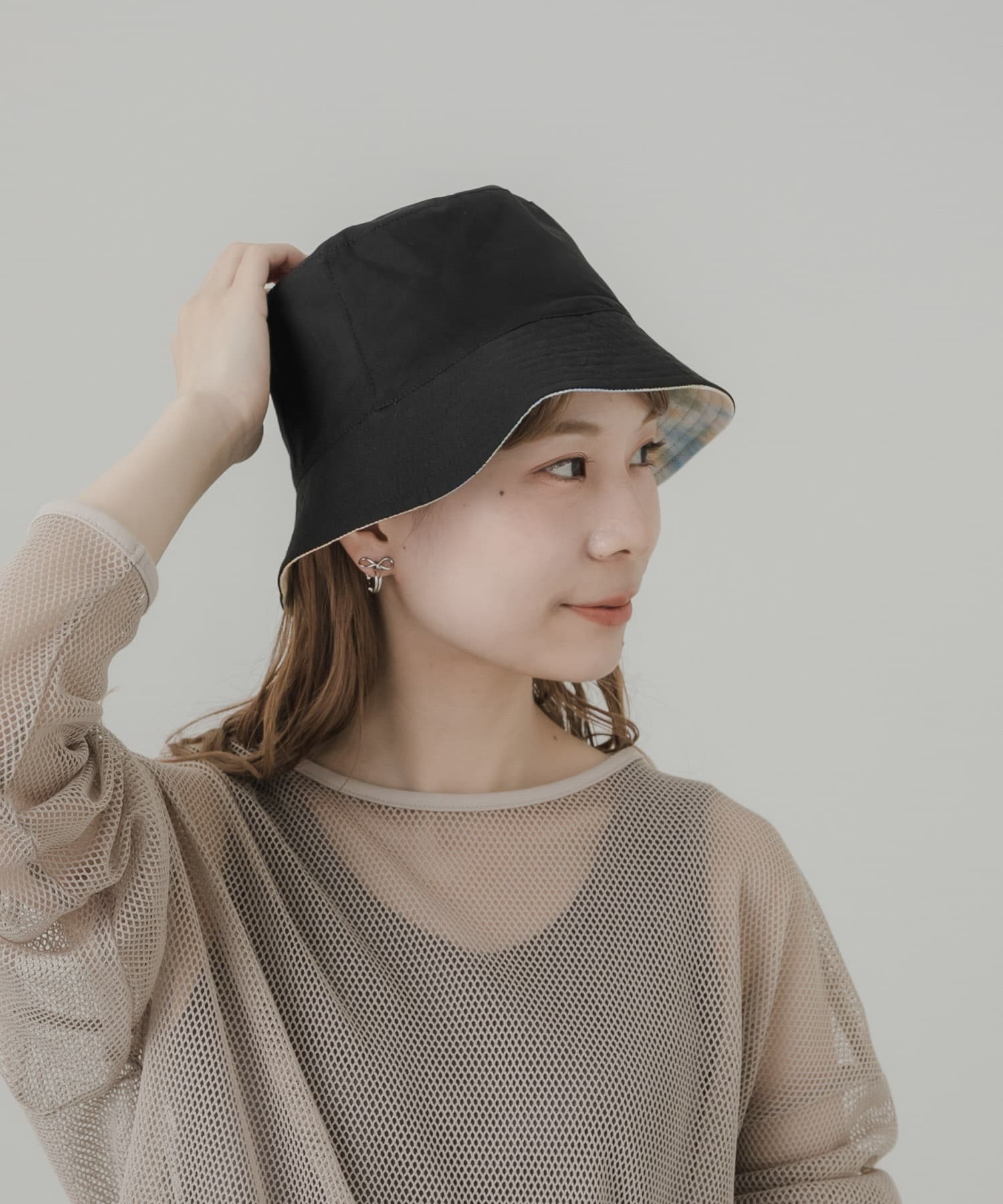 リバーシブルタイダイバケットハット BLK -