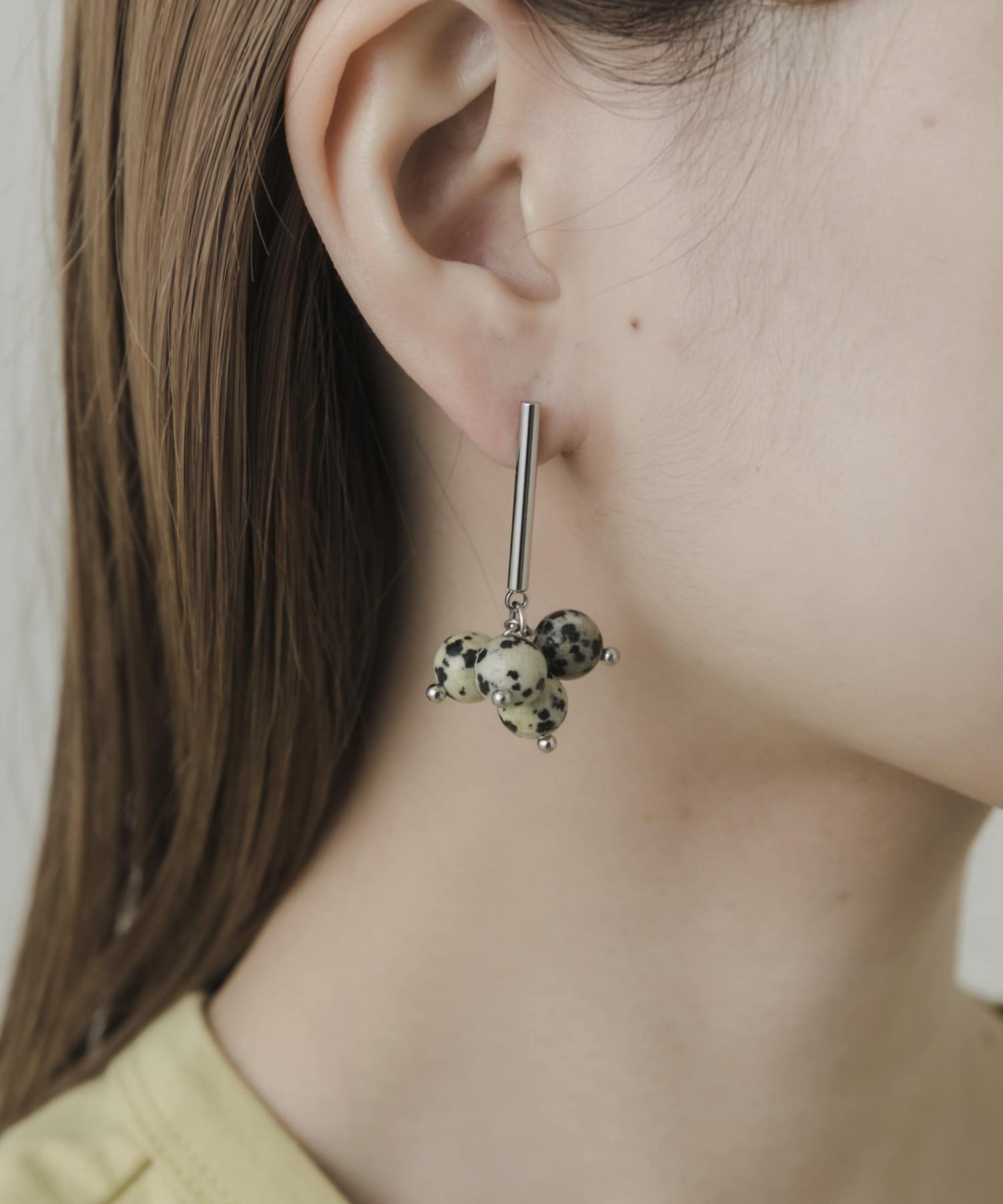 ストーンドロップピアス SLV -