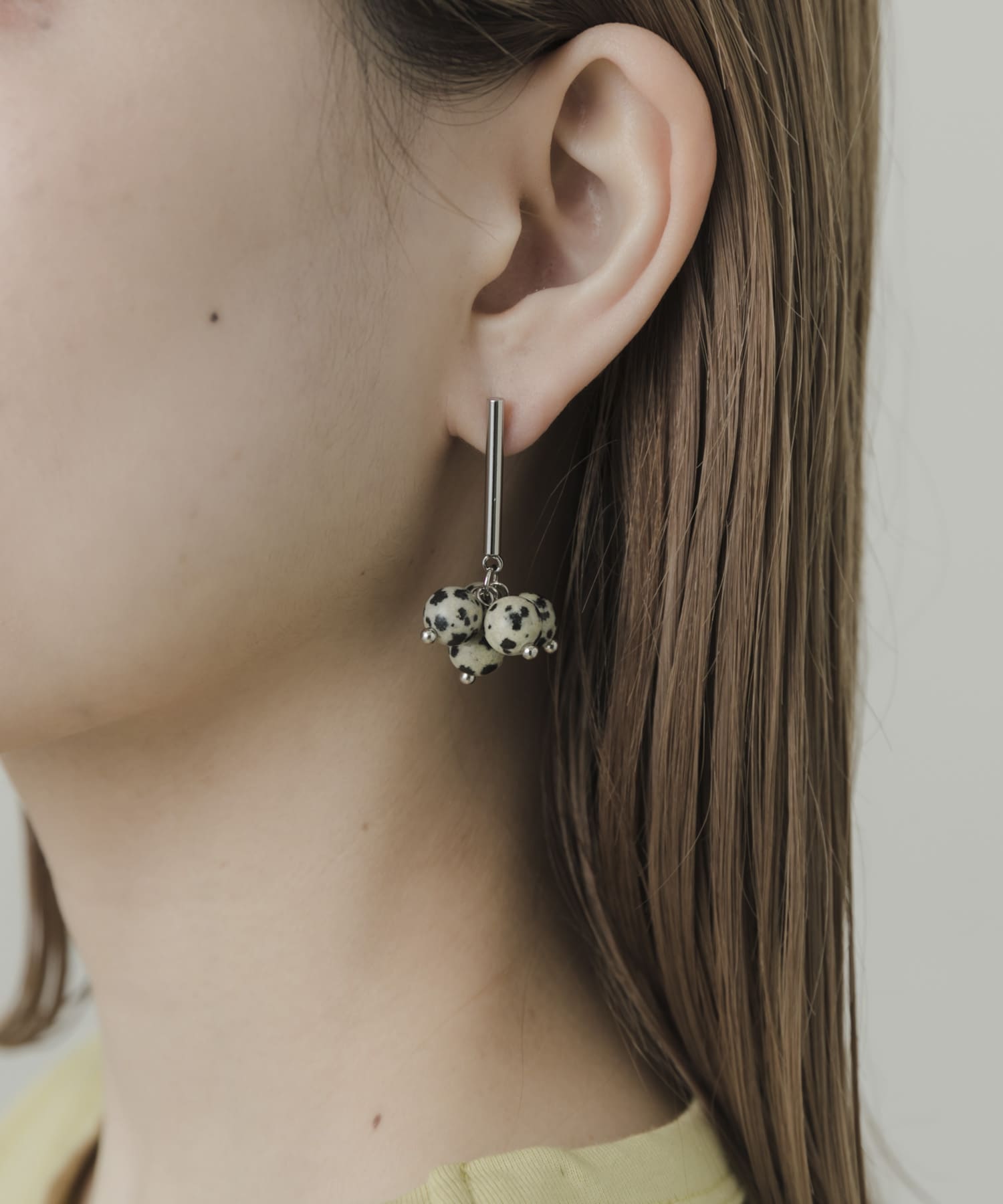 ストーンドロップピアス SLV -
