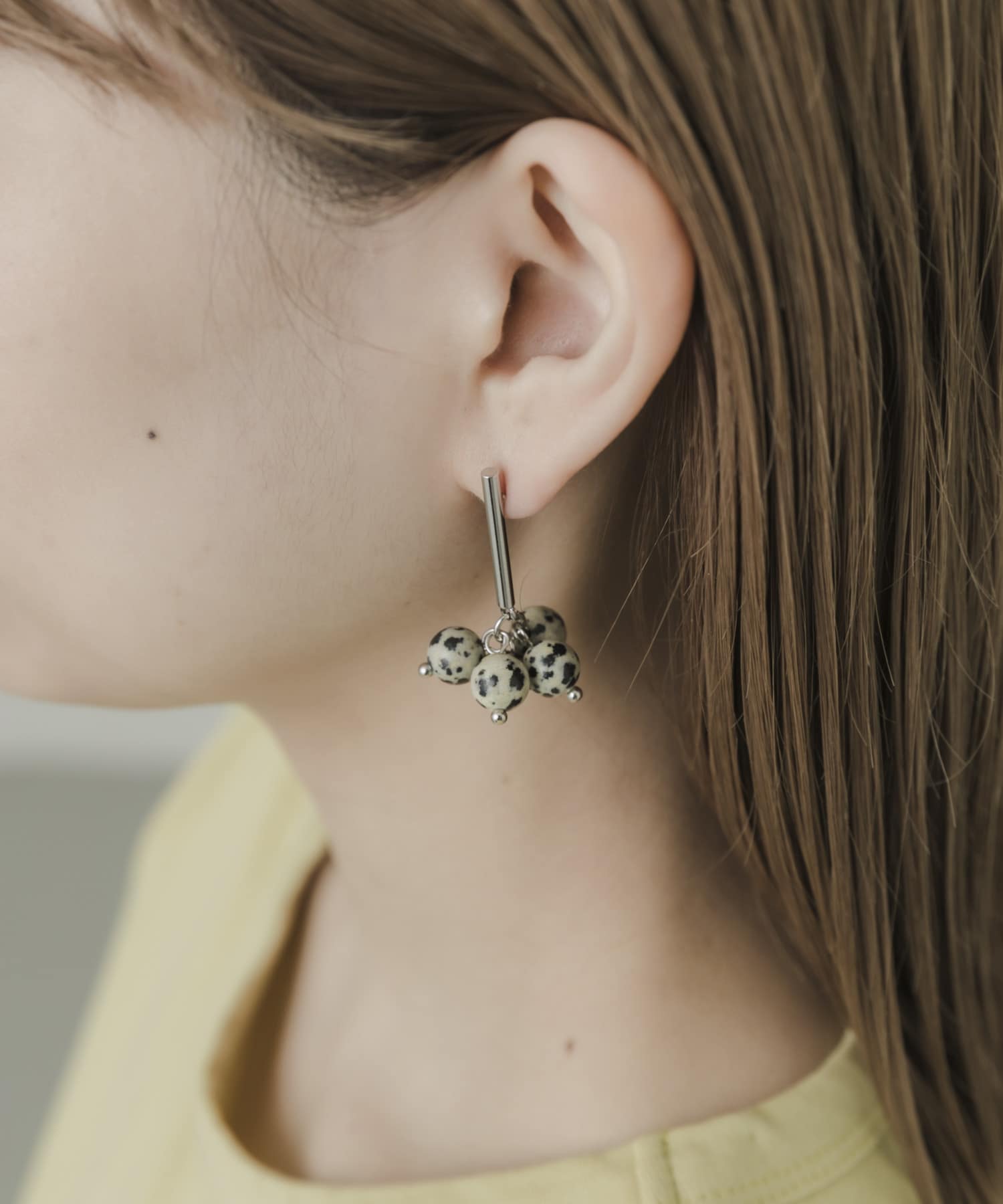 ストーンドロップピアス SLV -