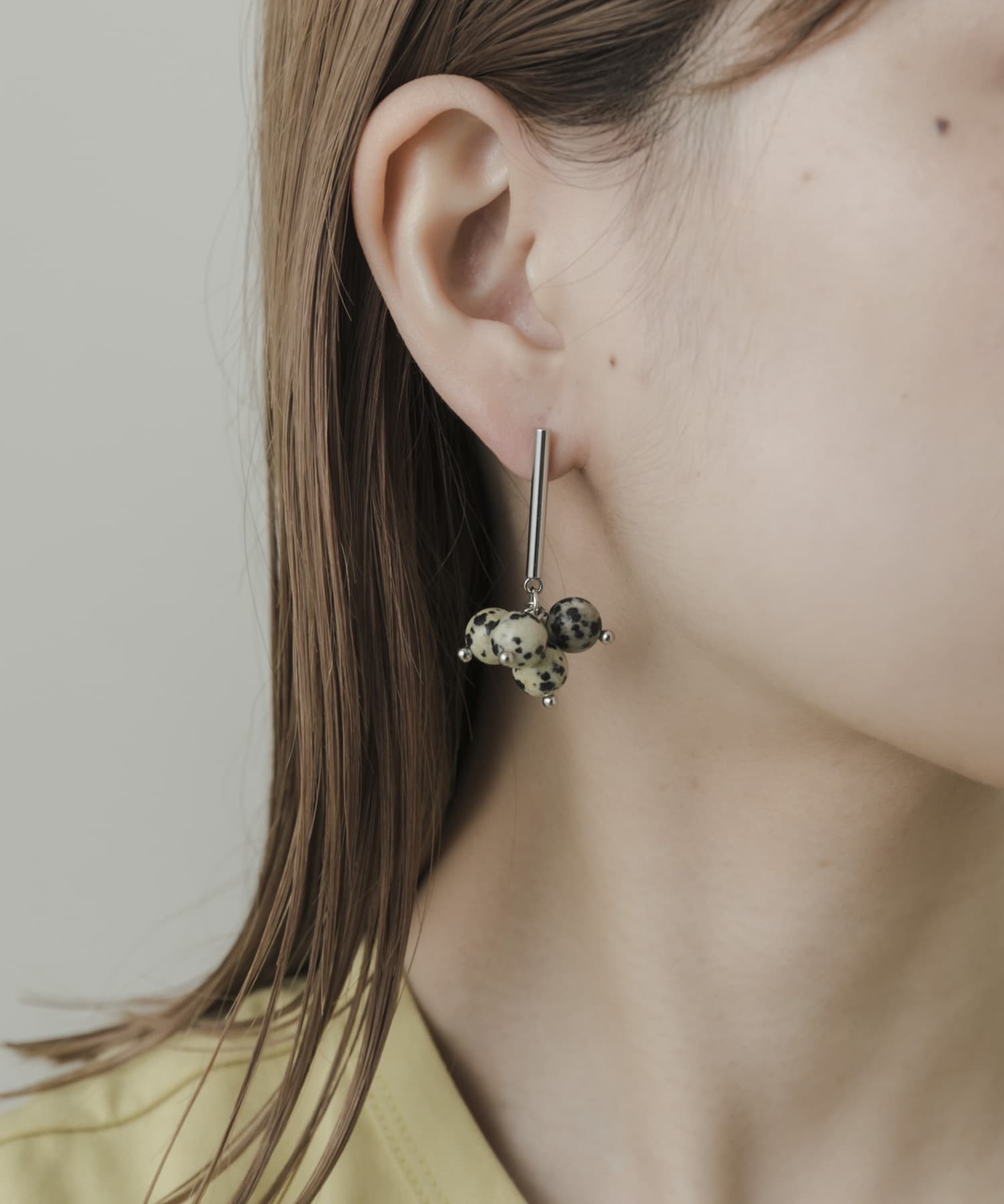 ストーンドロップピアス SLV -