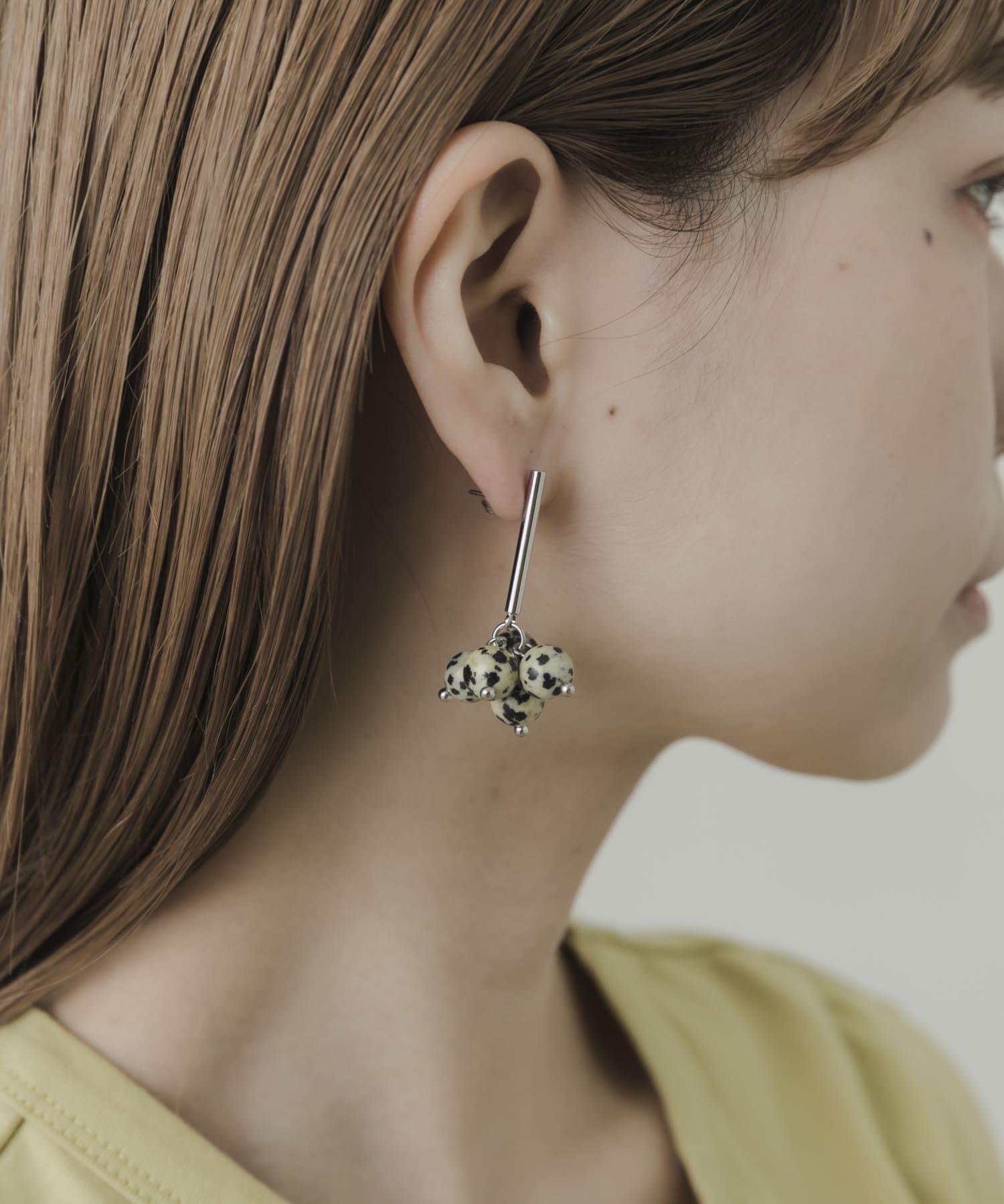 ストーンドロップピアス SLV -