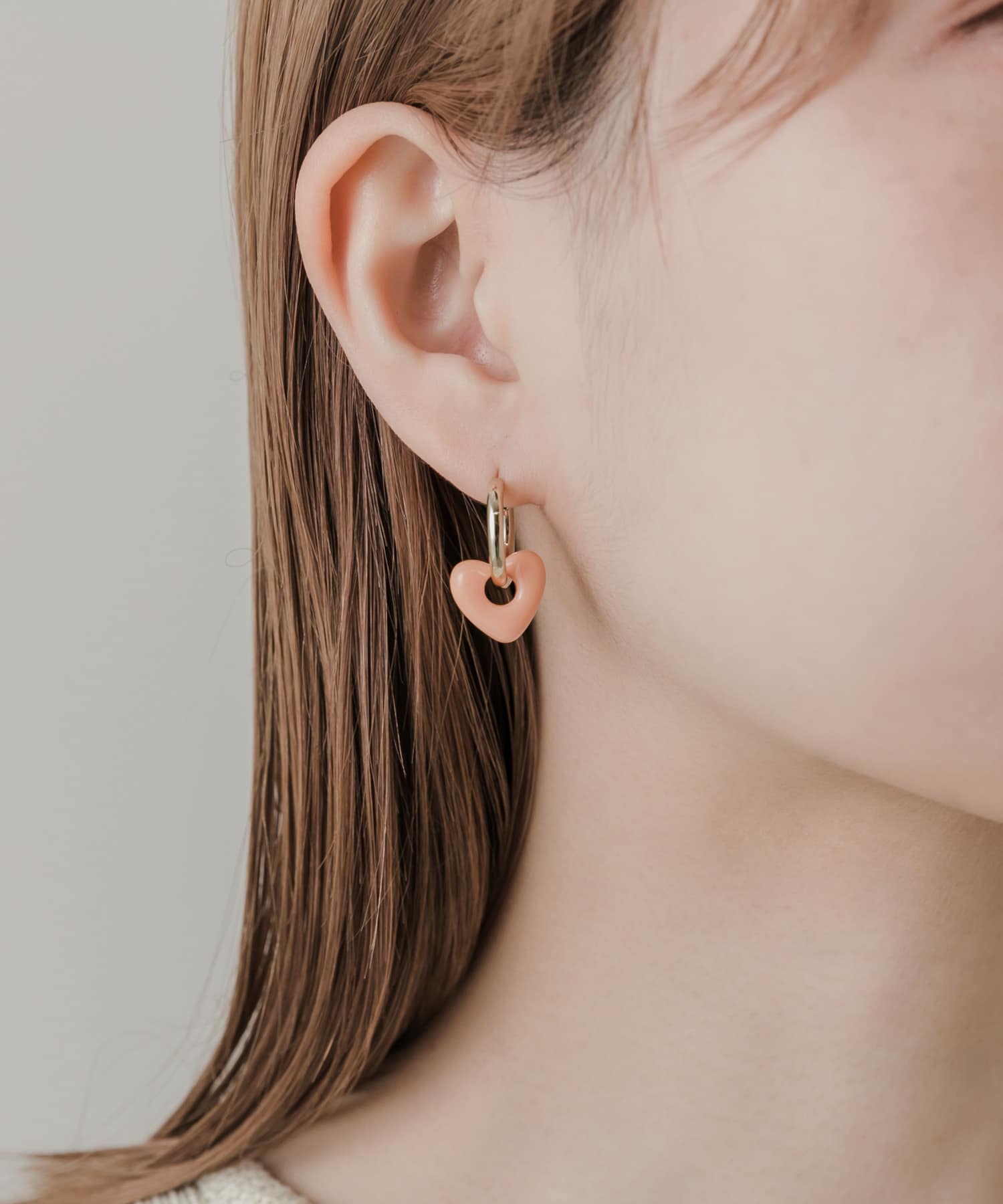 カラーハートドロップフープピアス