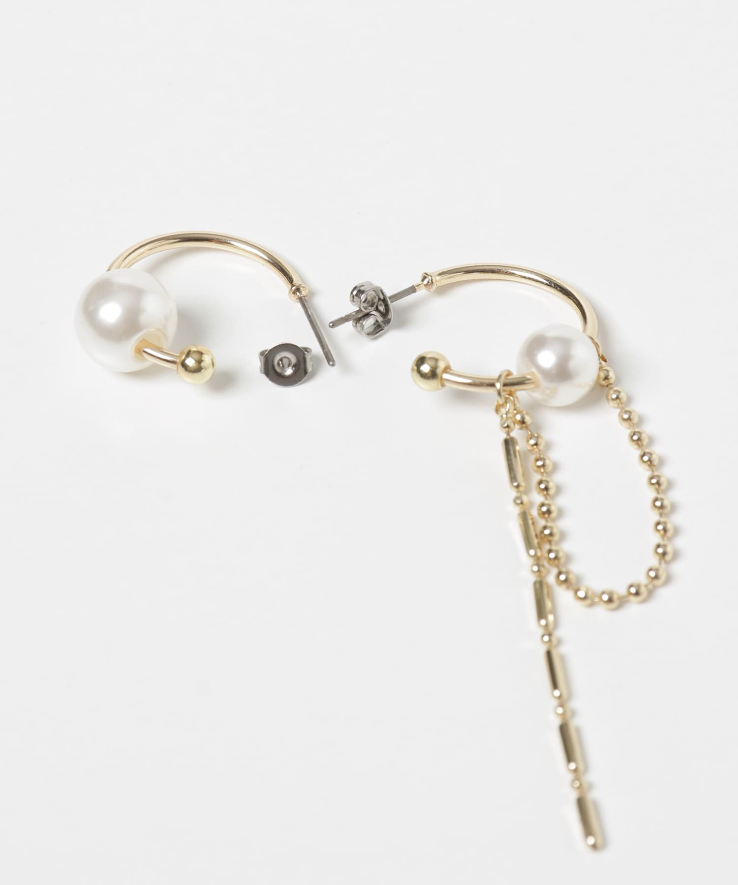 チェーンコンビアシンメトリーピアス GLD -