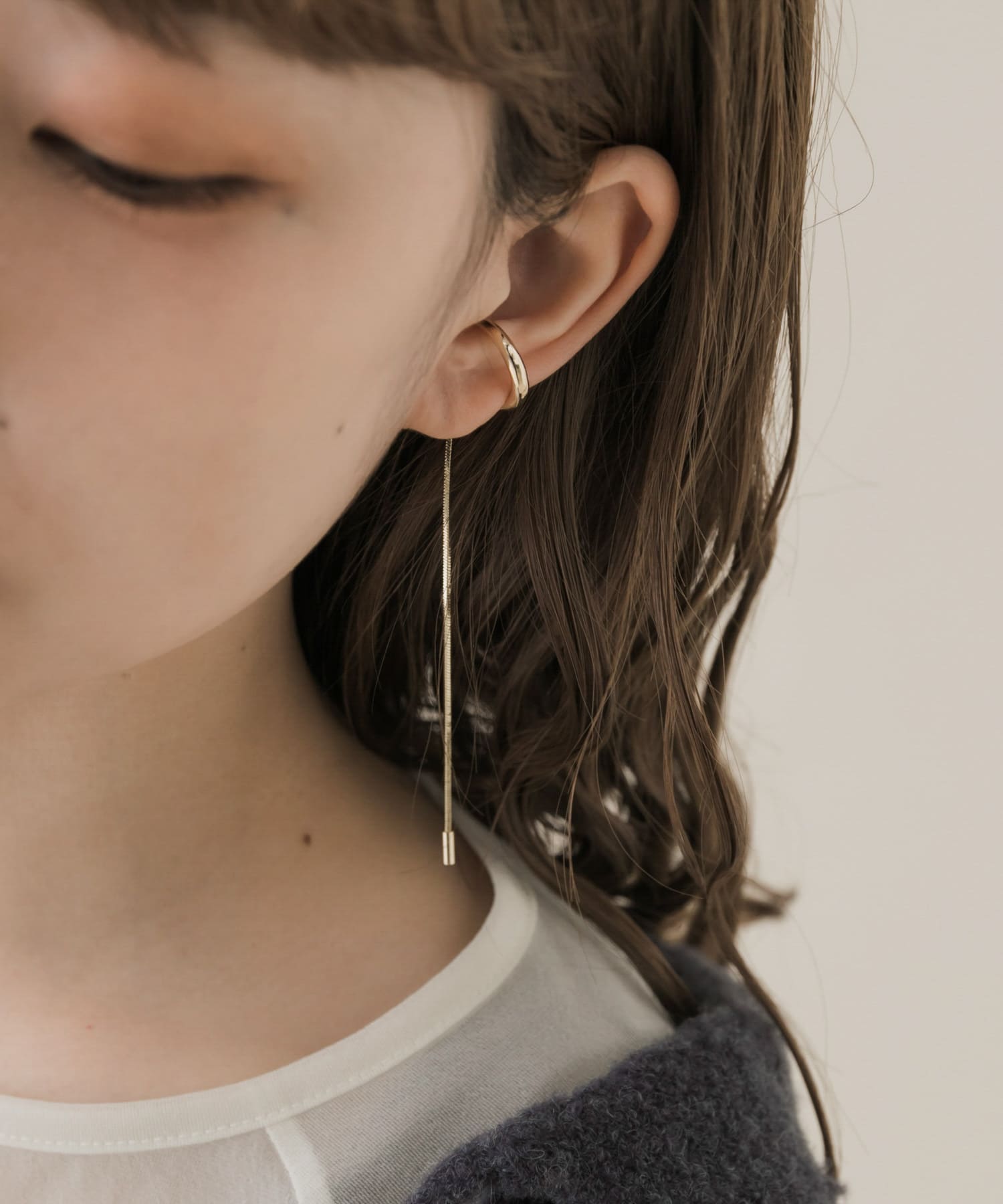ロングチェーンシンプルイヤカフ(- GLD): アクセサリー｜URBAN